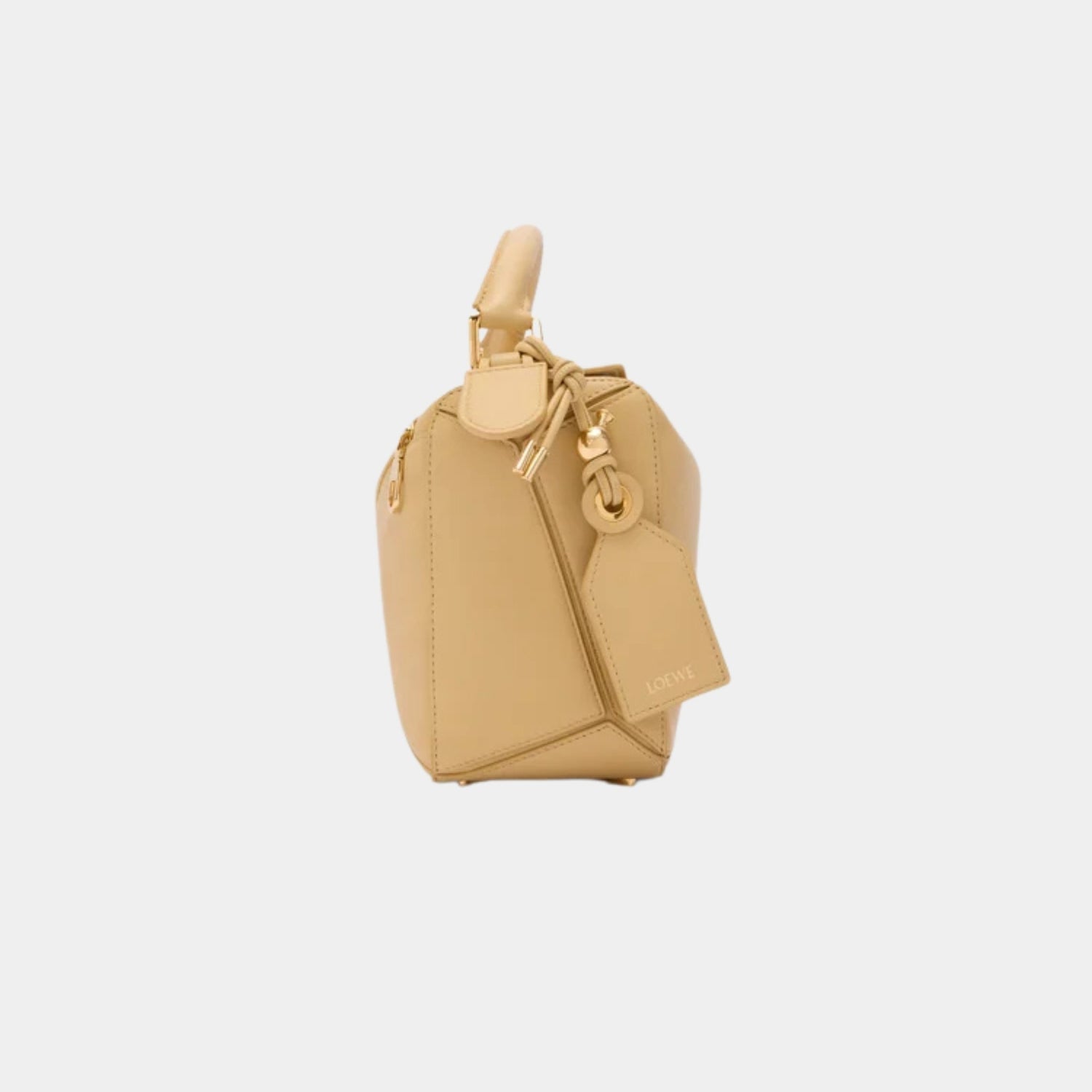 Loewe Small Featherlight Puzzle Bag In Nappa Lambskin, Dark Butter, Side