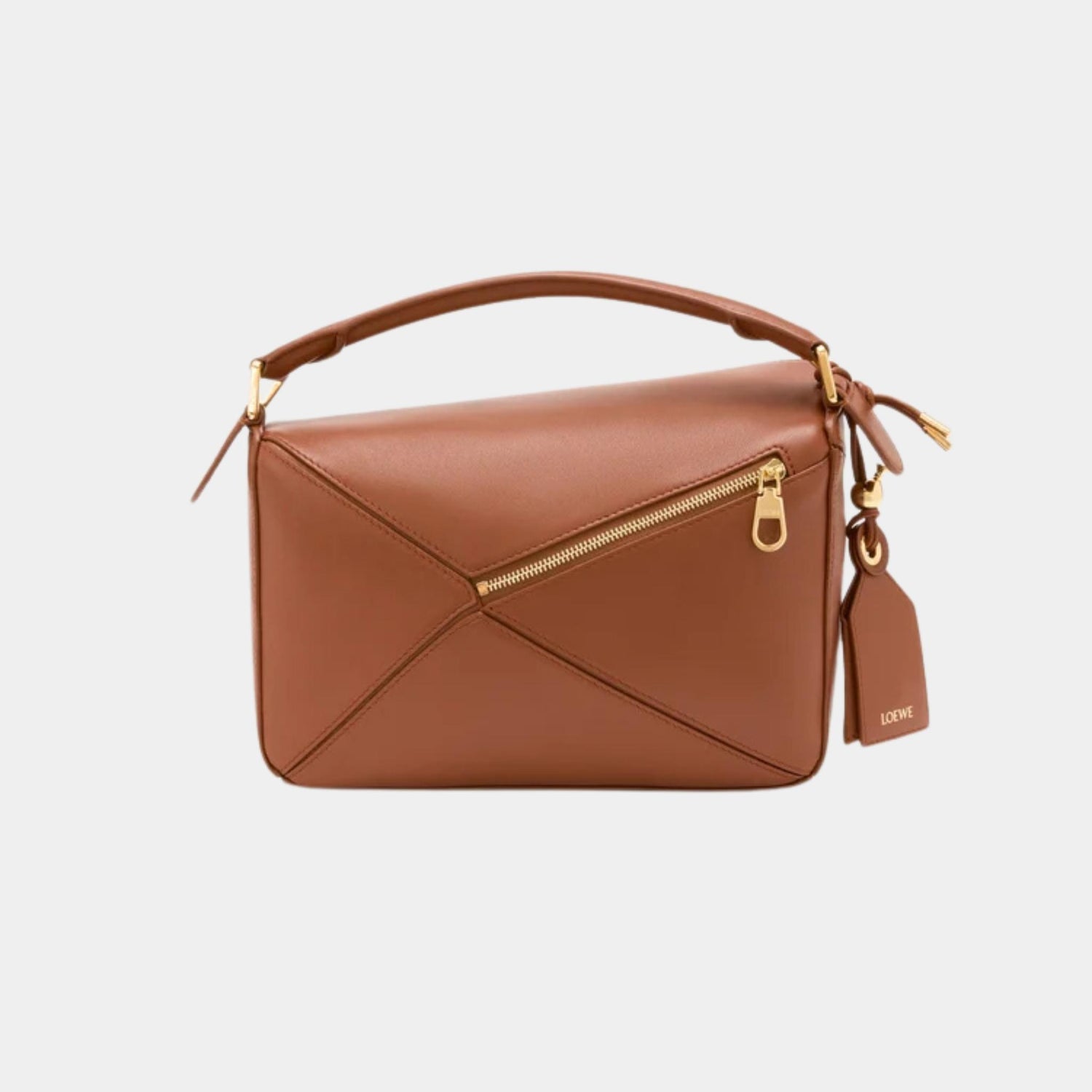 Loewe Small Featherlight Puzzle Bag In Nappa Lambskin, Pecan, Back