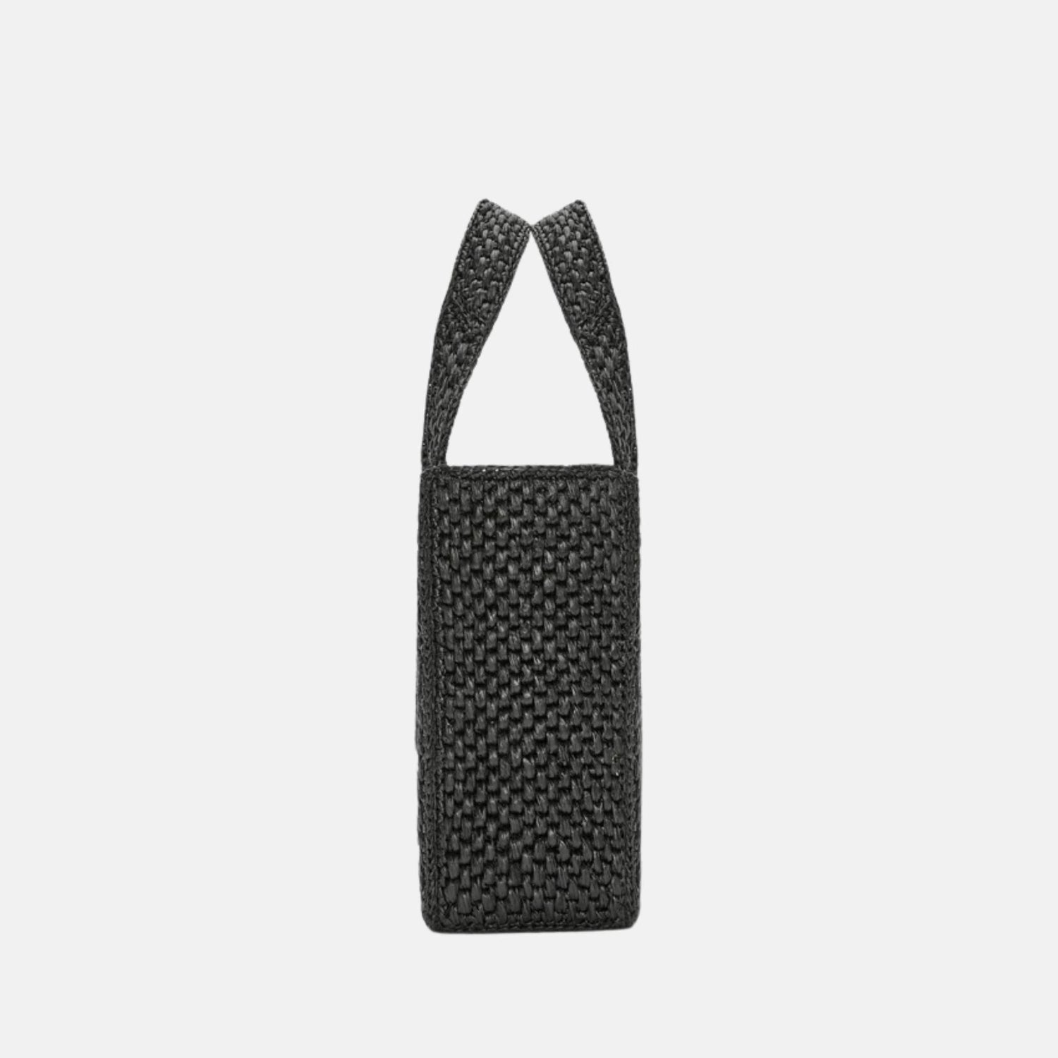 Loewe Small Font Tote in Handwoven Raffia, Black, Side