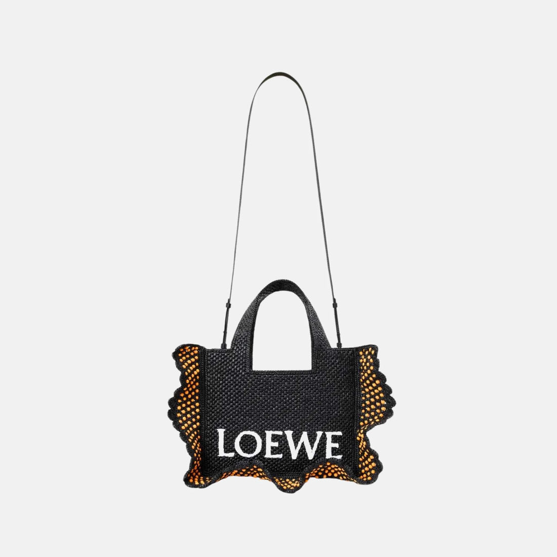 Loewe Small Font Tote in Raffia, Front