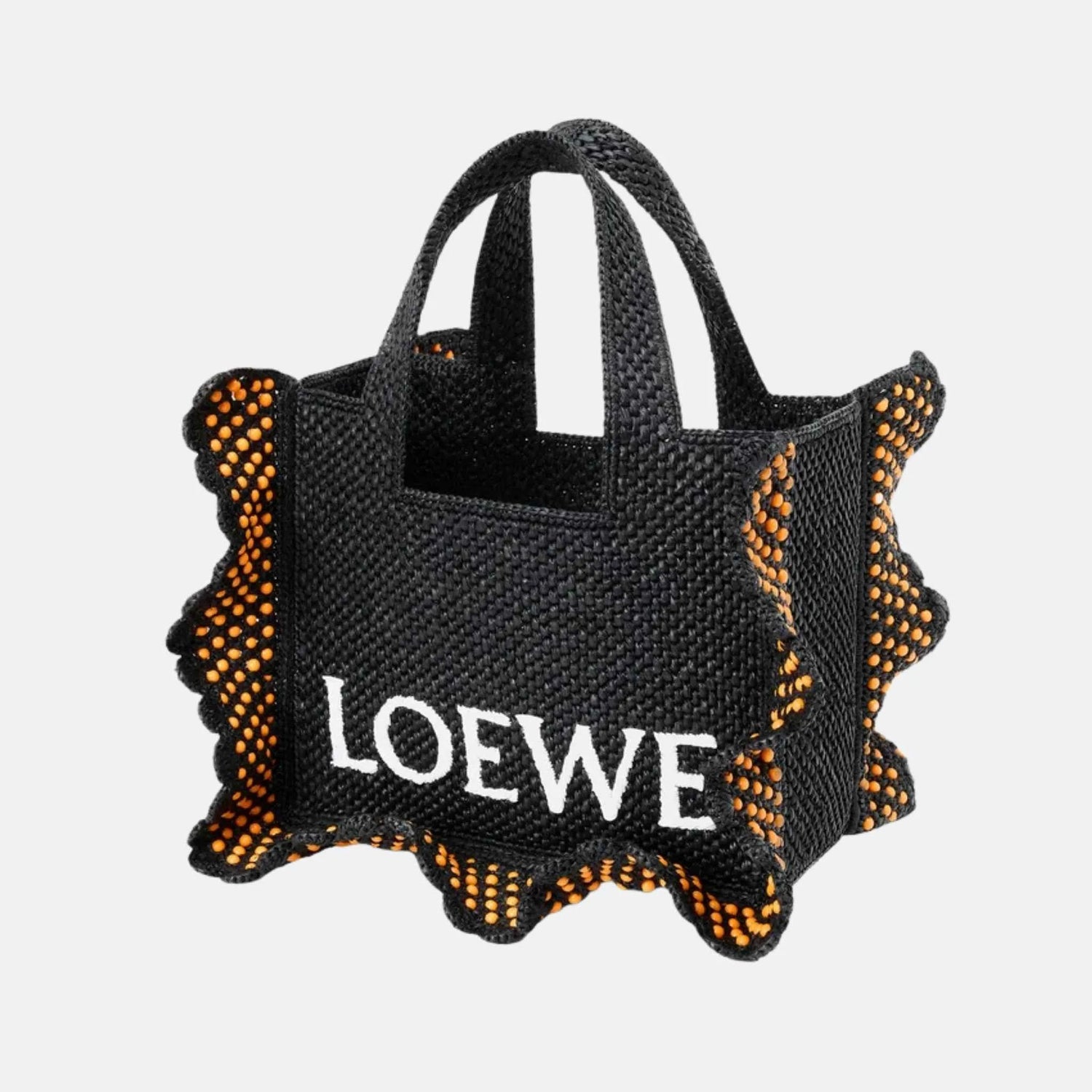 Loewe Small Font Tote in Raffia, Full
