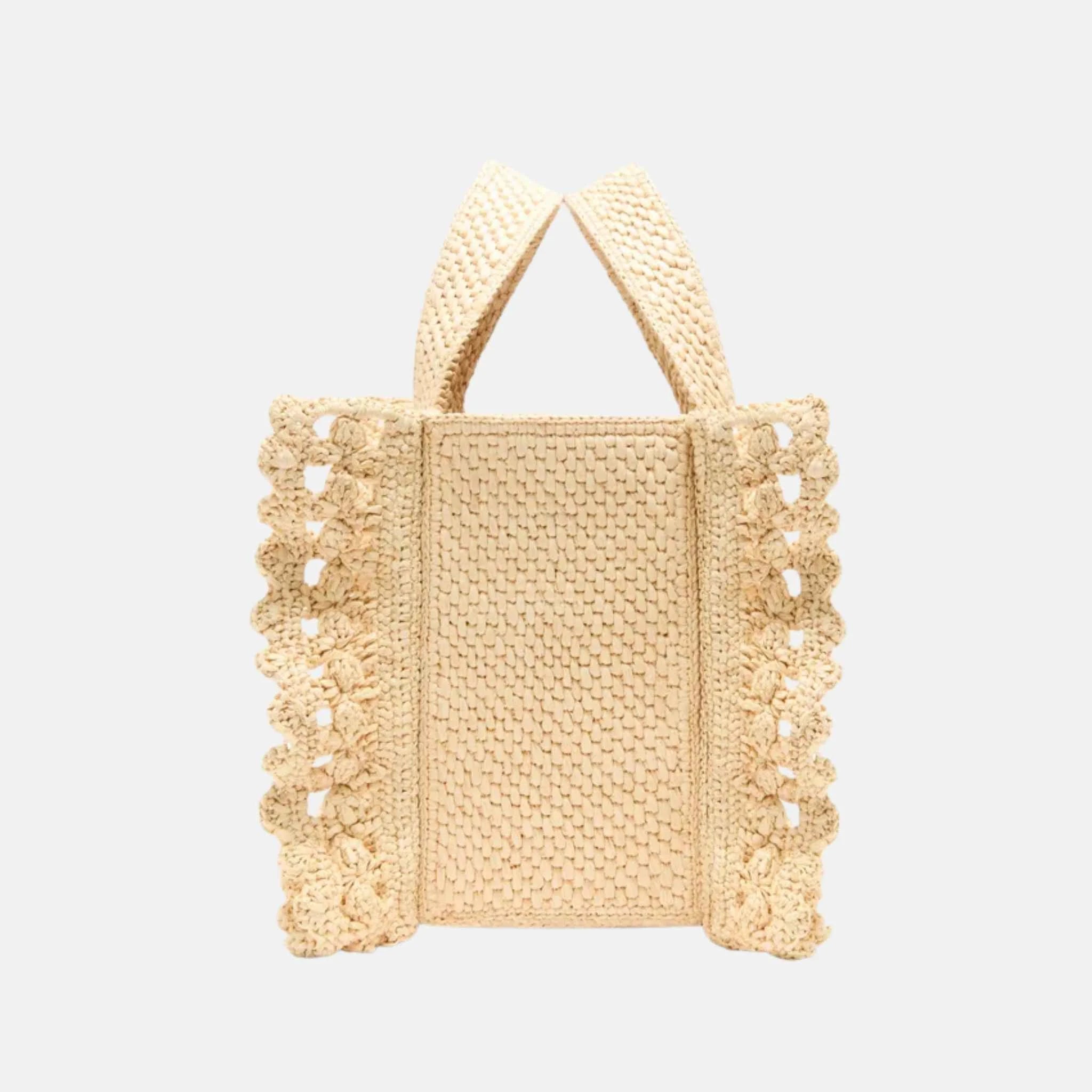 Loewe Small Font Tote in Raffia Natural, Side