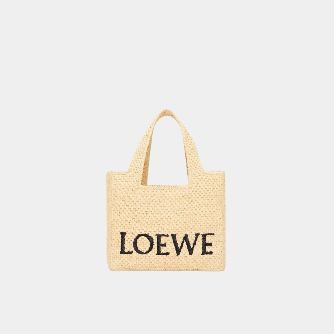 Loewe Small LOEWE Font Tote Made of Raffia, Front