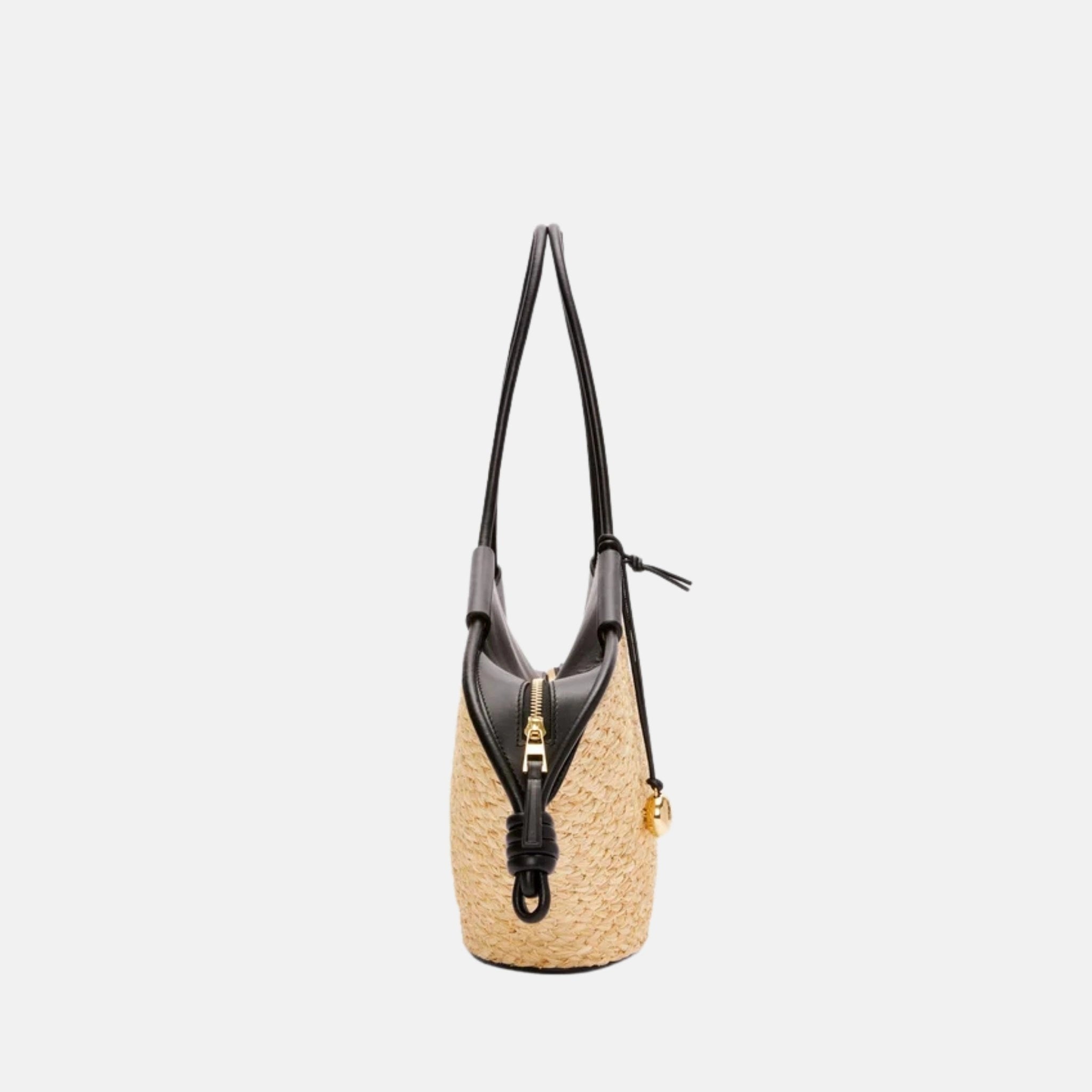 Loewe Small Paseo Basket in Raffia and Nappa Calfskin, Side