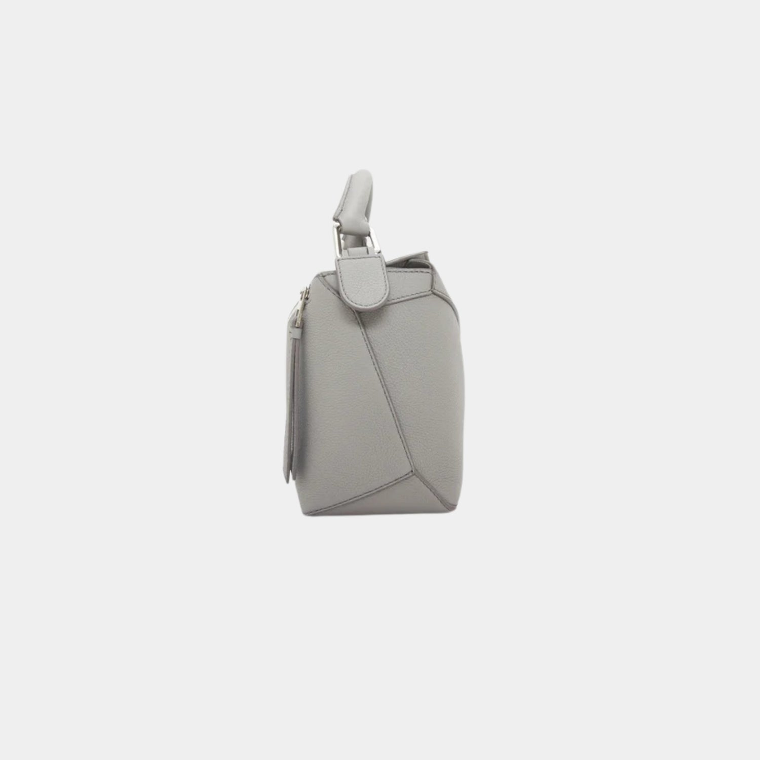 Loewe Small Puzzle Bag In Soft Grained Calfskin, Pearl Grey, Side
