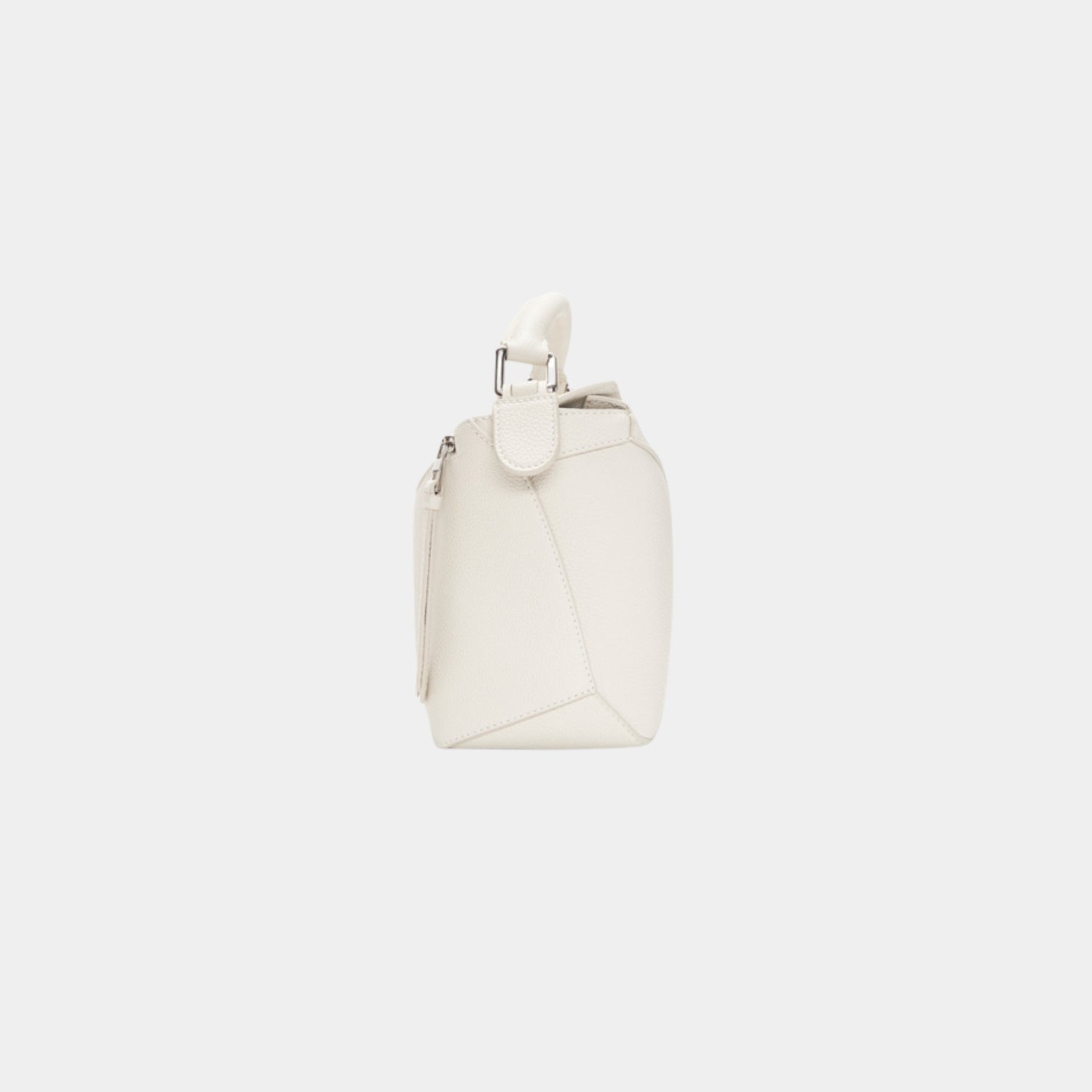 Loewe Small Puzzle Bag In Soft Grained Calfskin, Soft White, Side