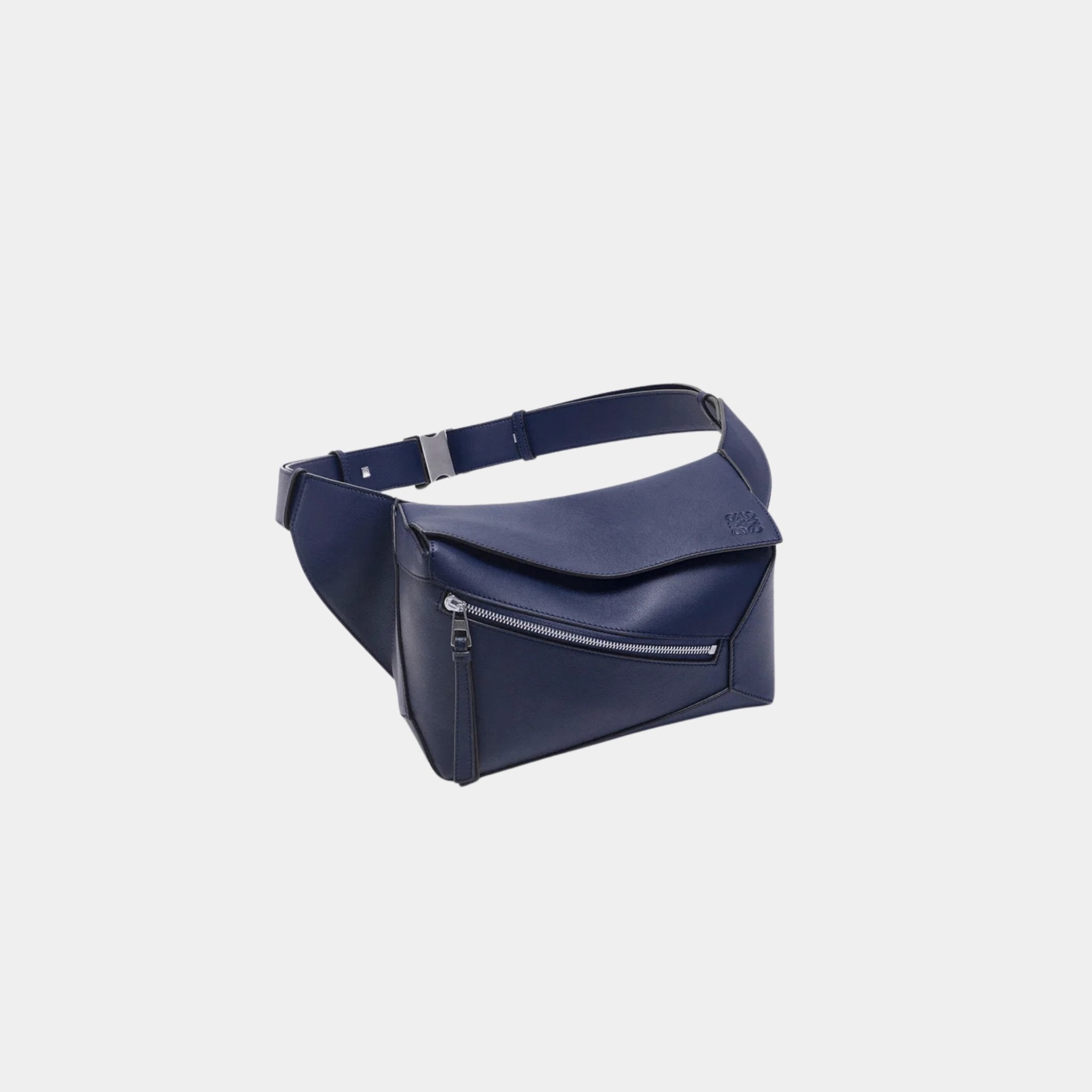 Loewe Small Puzzle Belt Bag Classic Calf Leather, Abyss Blue, Side