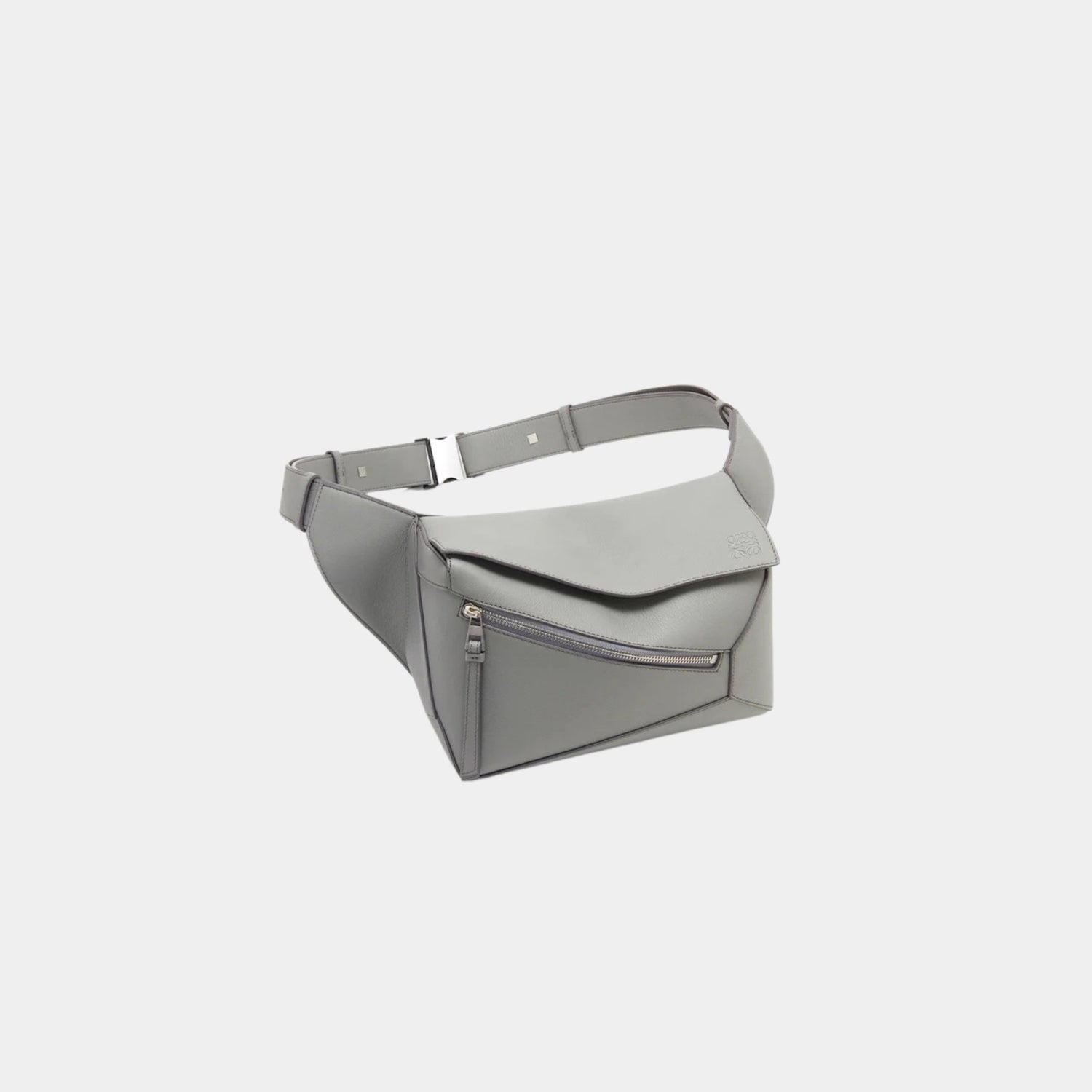 Loewe Small Puzzle Belt Bag Classic Calf Leather, Asphalt Gray, Side