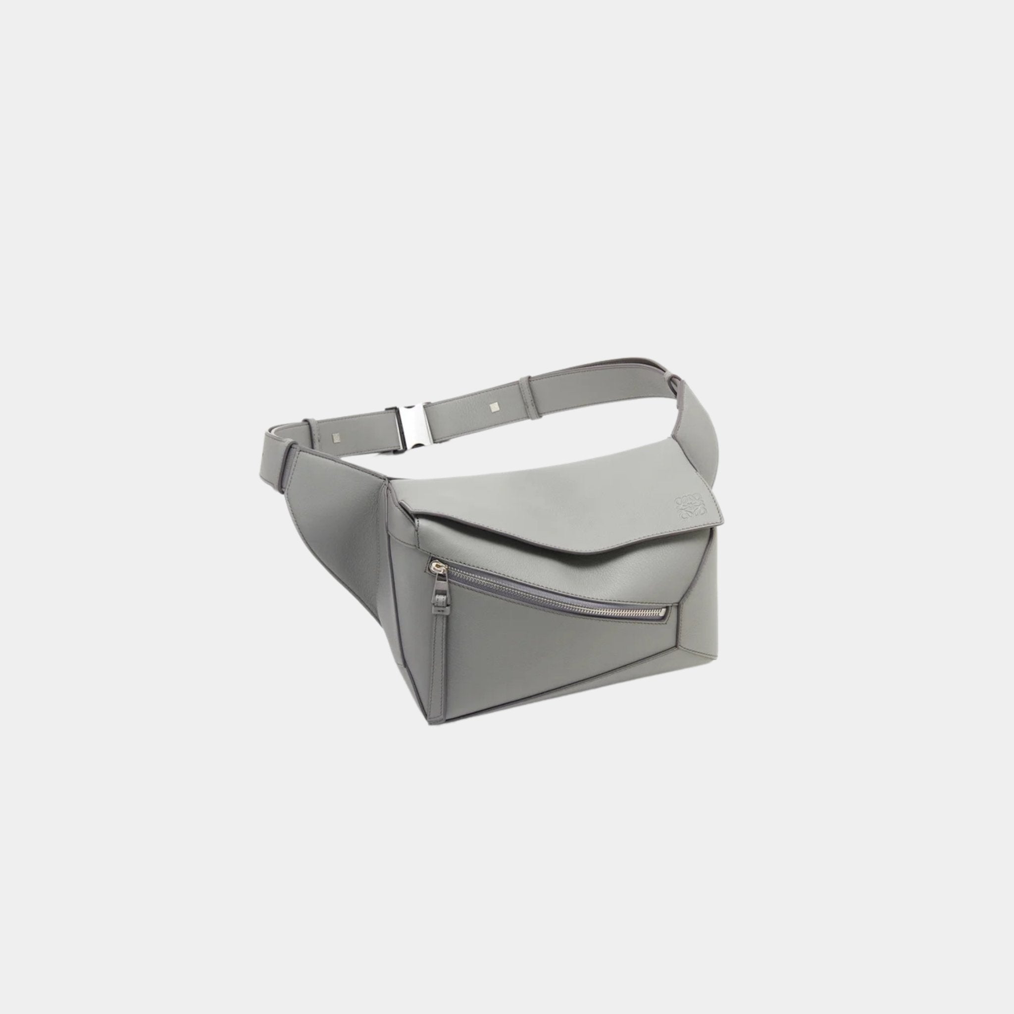 Loewe Small Puzzle Belt Bag Classic Calf Leather, Asphalt Gray, Side
