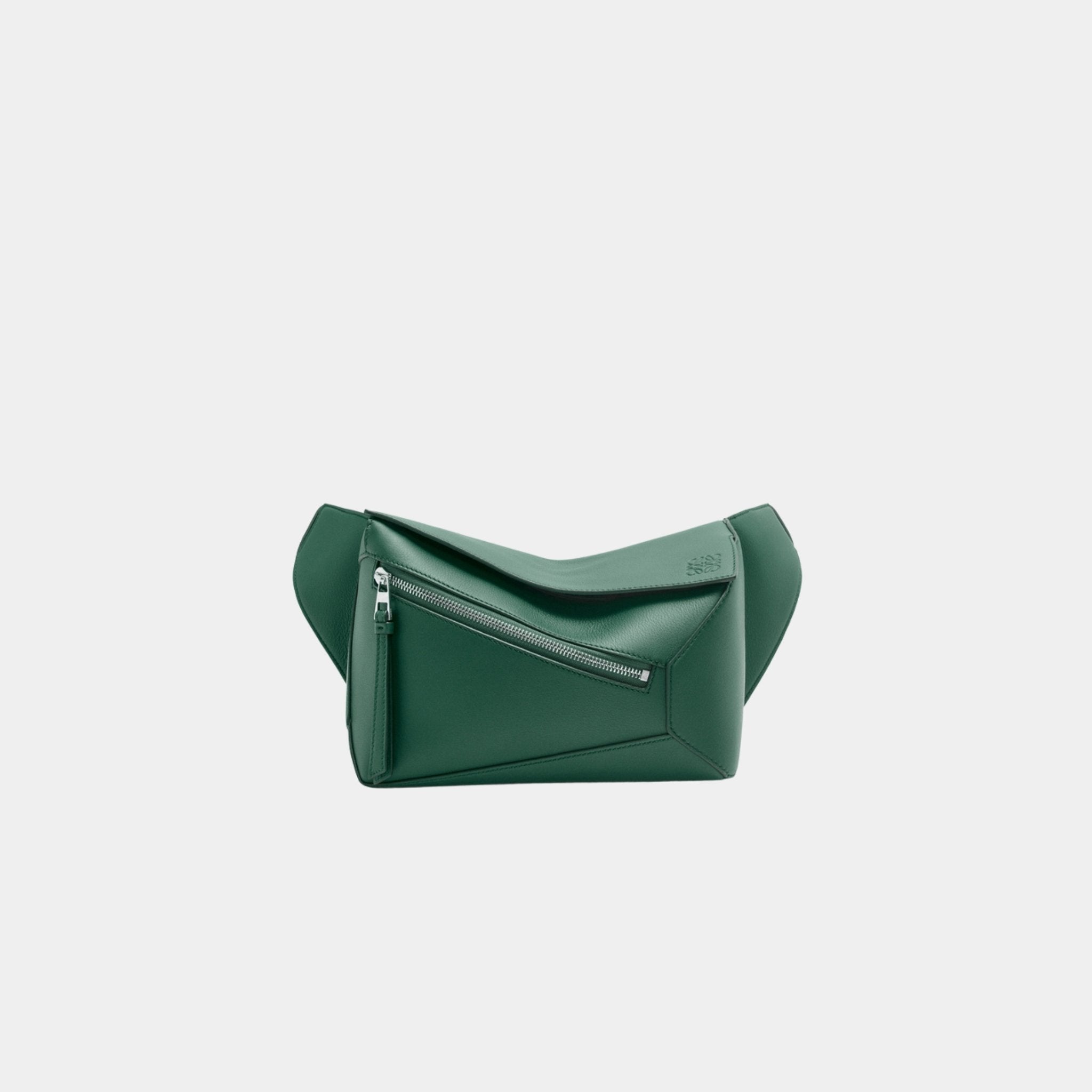 Loewe Small Puzzle Belt Bag Classic Calf Leather, Evergreen, Front