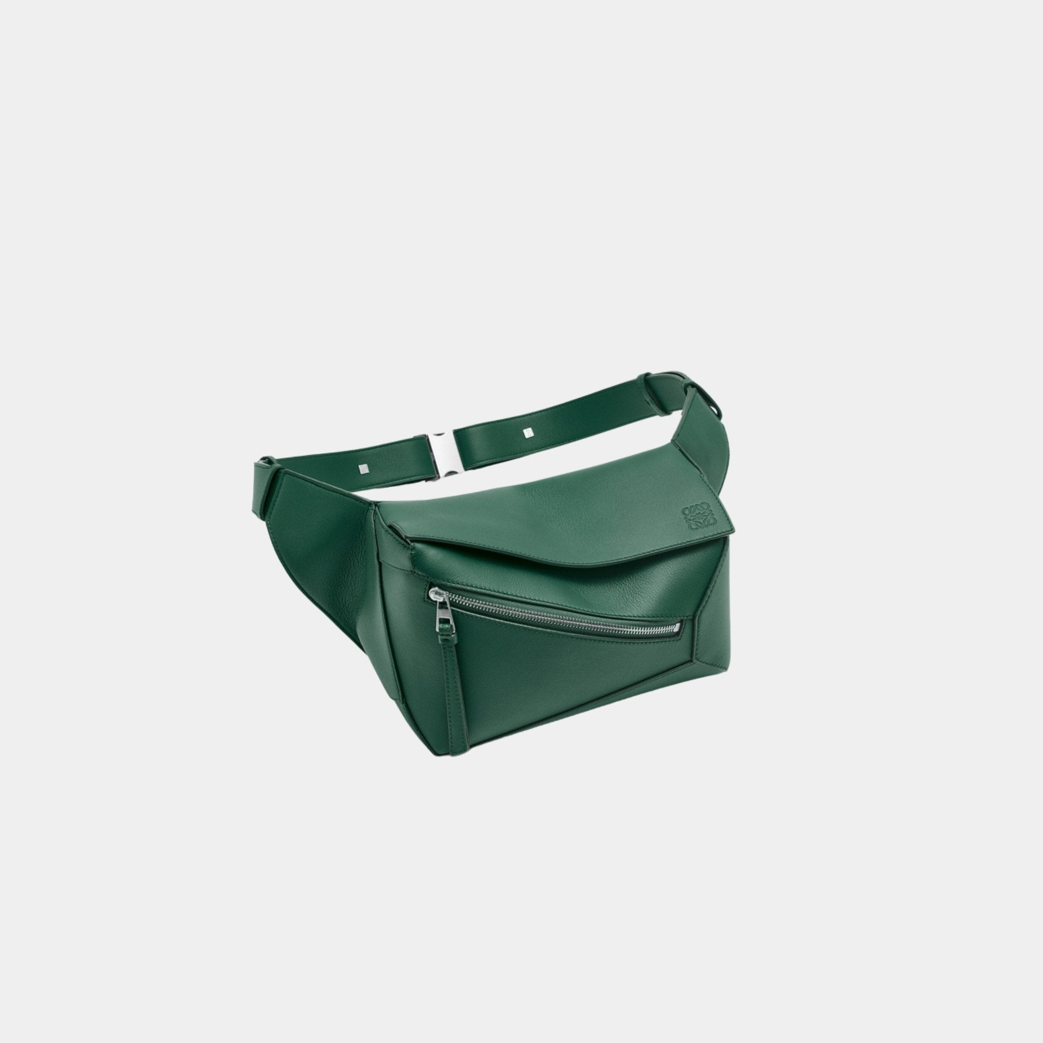 Loewe Small Puzzle Belt Bag Classic Calf Leather, Evergreen, Side