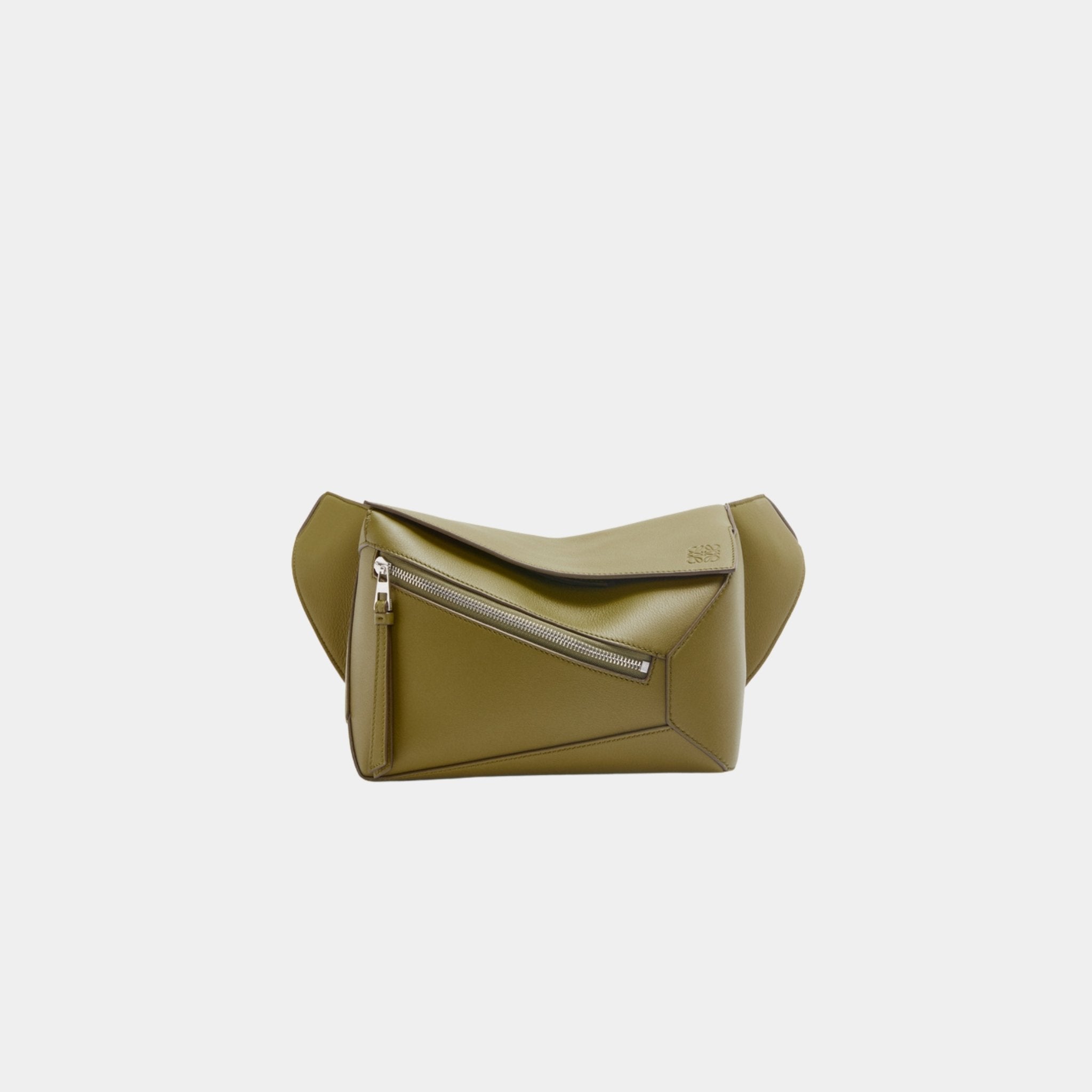 Loewe Small Puzzle Belt Bag Classic Calf Leather, Olive Green, Front