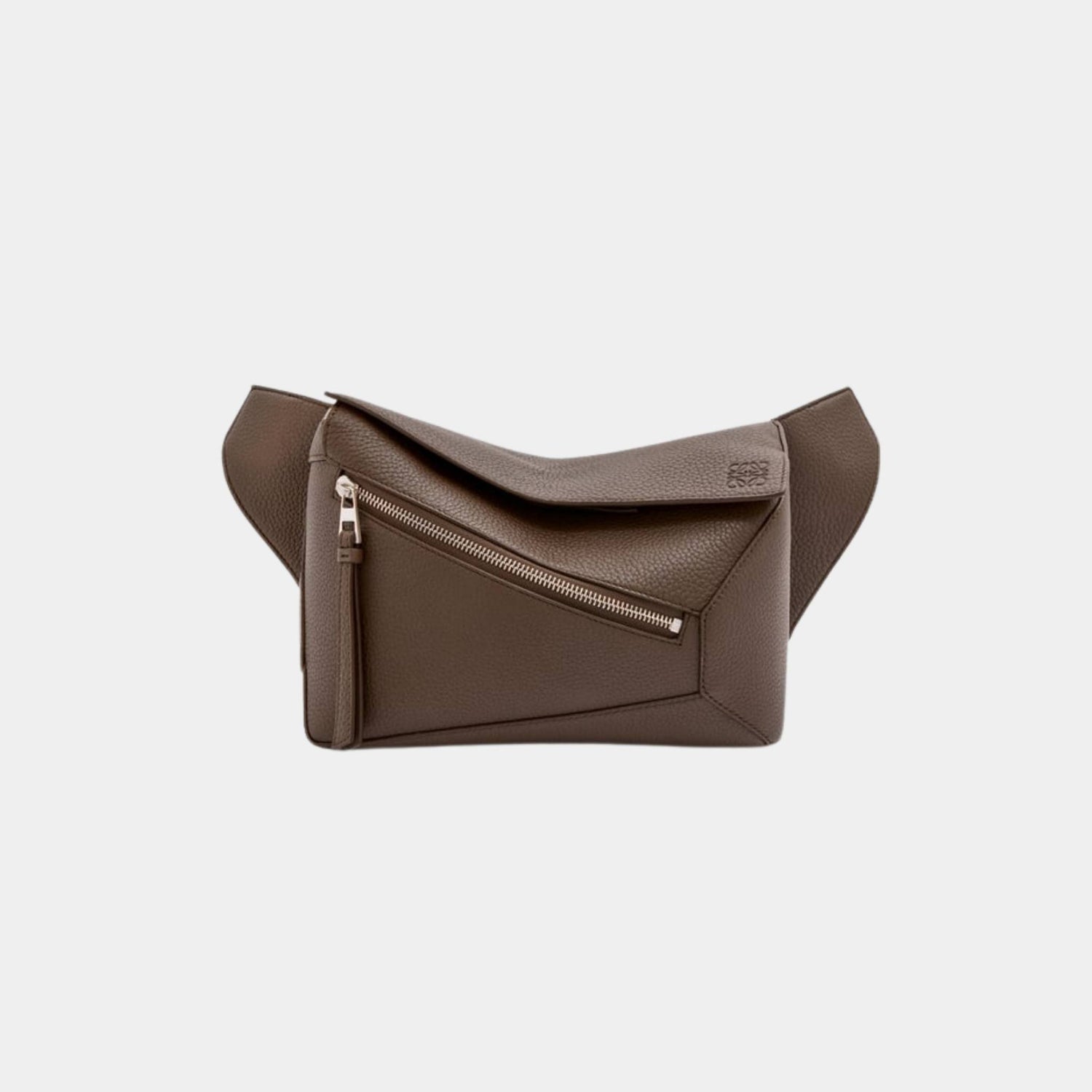 Loewe Small Puzzle Bumbag In Grained Calfskin, Oxblood, Front