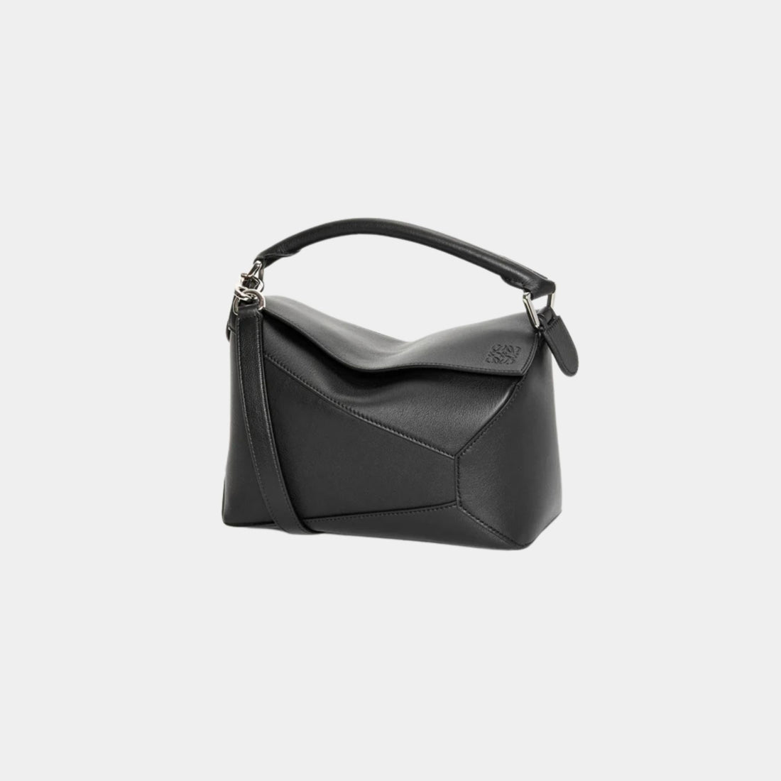 Loewe Small Puzzle Edge Bag In Classic Calfskin, Black, Front