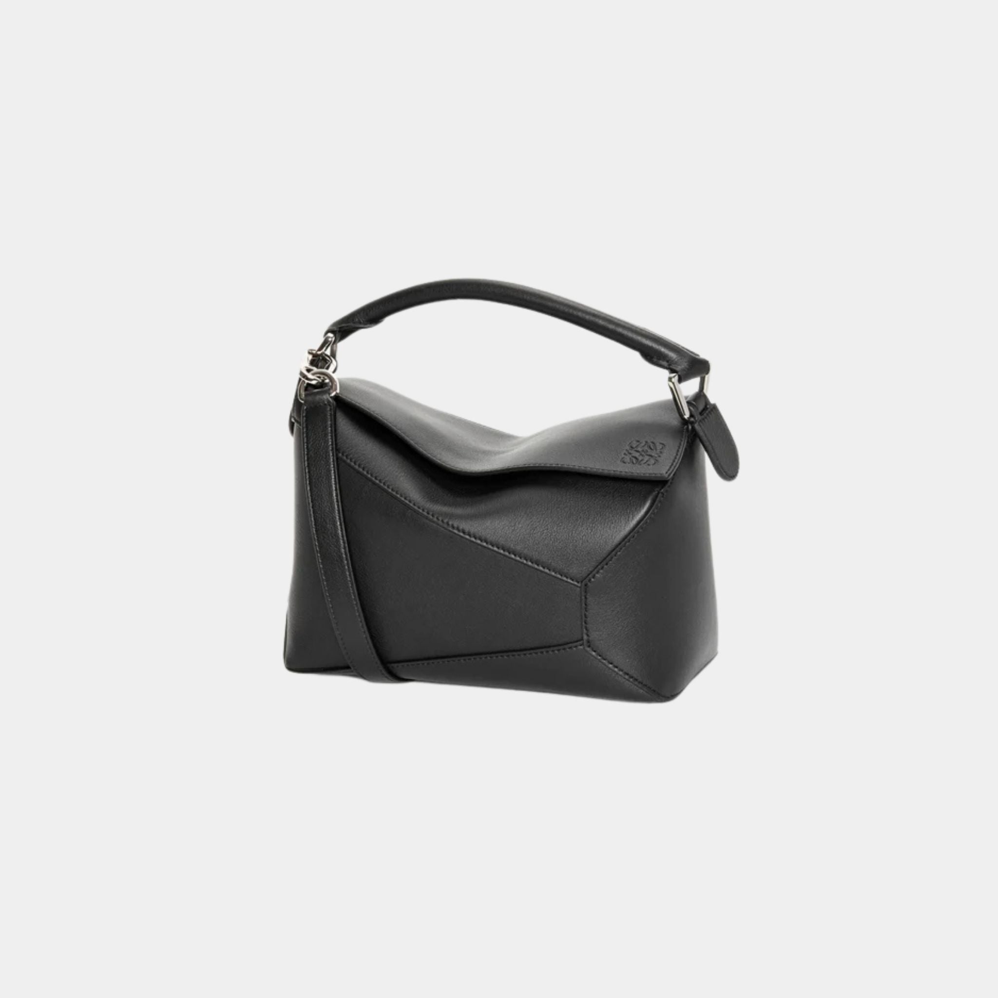 Loewe Small Puzzle Edge Bag In Classic Calfskin, Black, Front