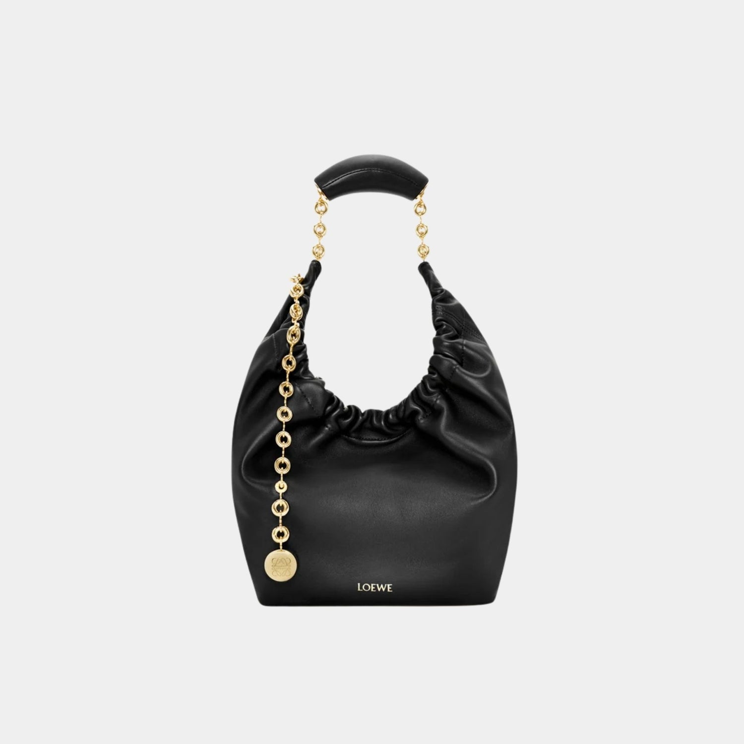 Loewe Small Squeeze Bag In Mellow Nappa Lambskin, Black, Front