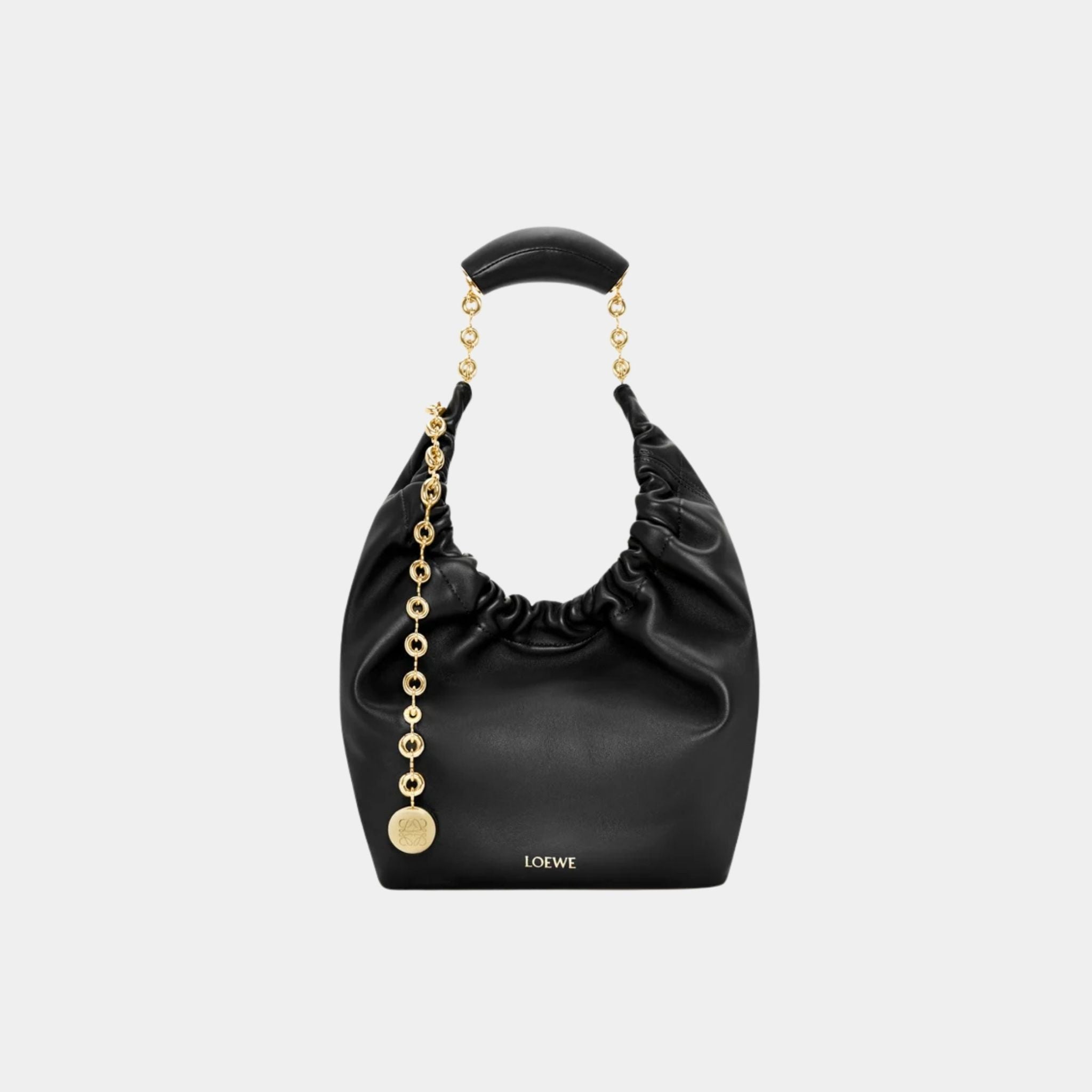 Loewe Small Squeeze Bag In Mellow Nappa Lambskin, Black, Front