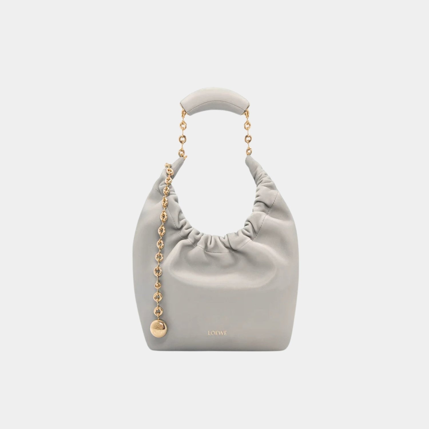 Loewe Small Squeeze Bag In Mellow Nappa Lambskin, Shell Grey, Front