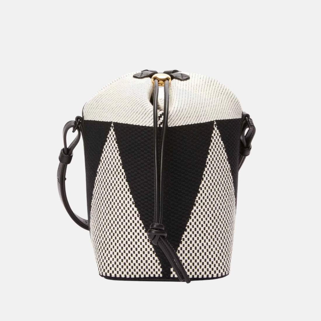Loewe Small Treasure Bako Bucket in Canvas Jacquard and Calfskin, Front