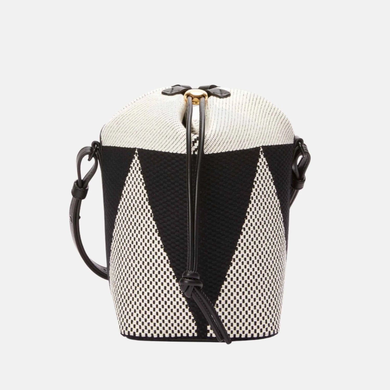 Loewe Small Treasure Bako Bucket in Canvas Jacquard and Calfskin, Front