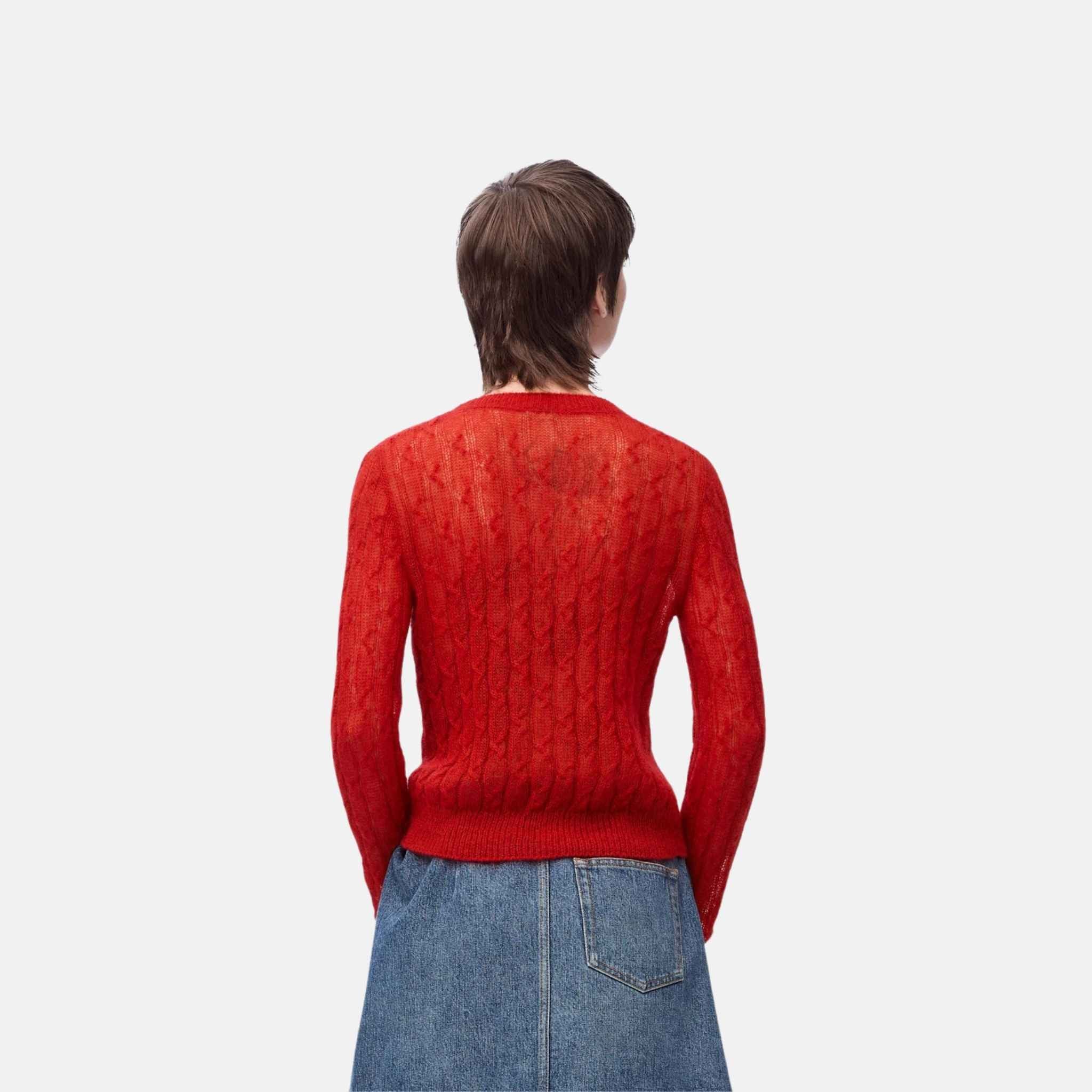 Loewe Sweater In Mohair And Wool Blend, Red, Back
