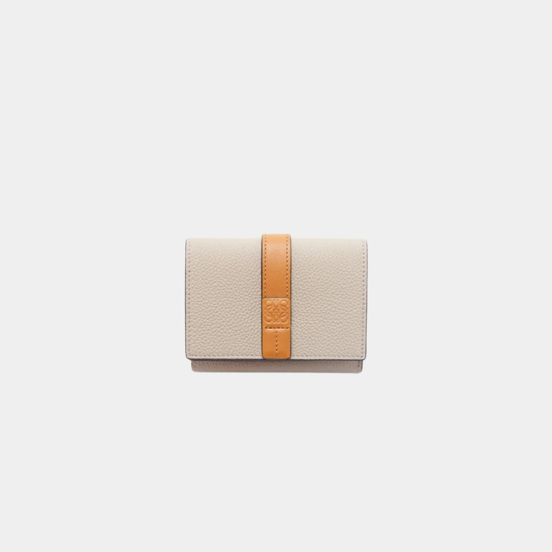 Loewe Trifold Wallet In Soft Grained Calfskin, Light Oat, Front