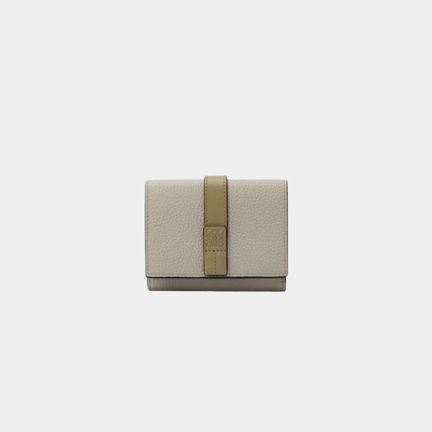 Loewe Trifold Wallet In Soft Grained Calfskin, Shell Grey, Front