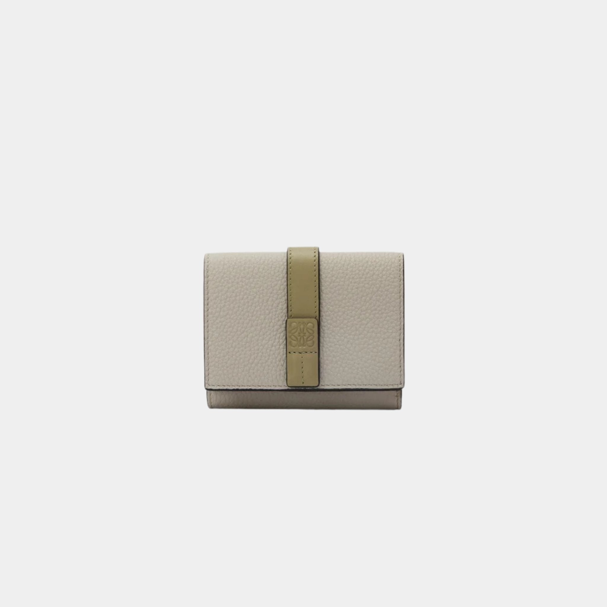 Loewe Trifold Wallet In Soft Grained Calfskin, Shell Grey, Front