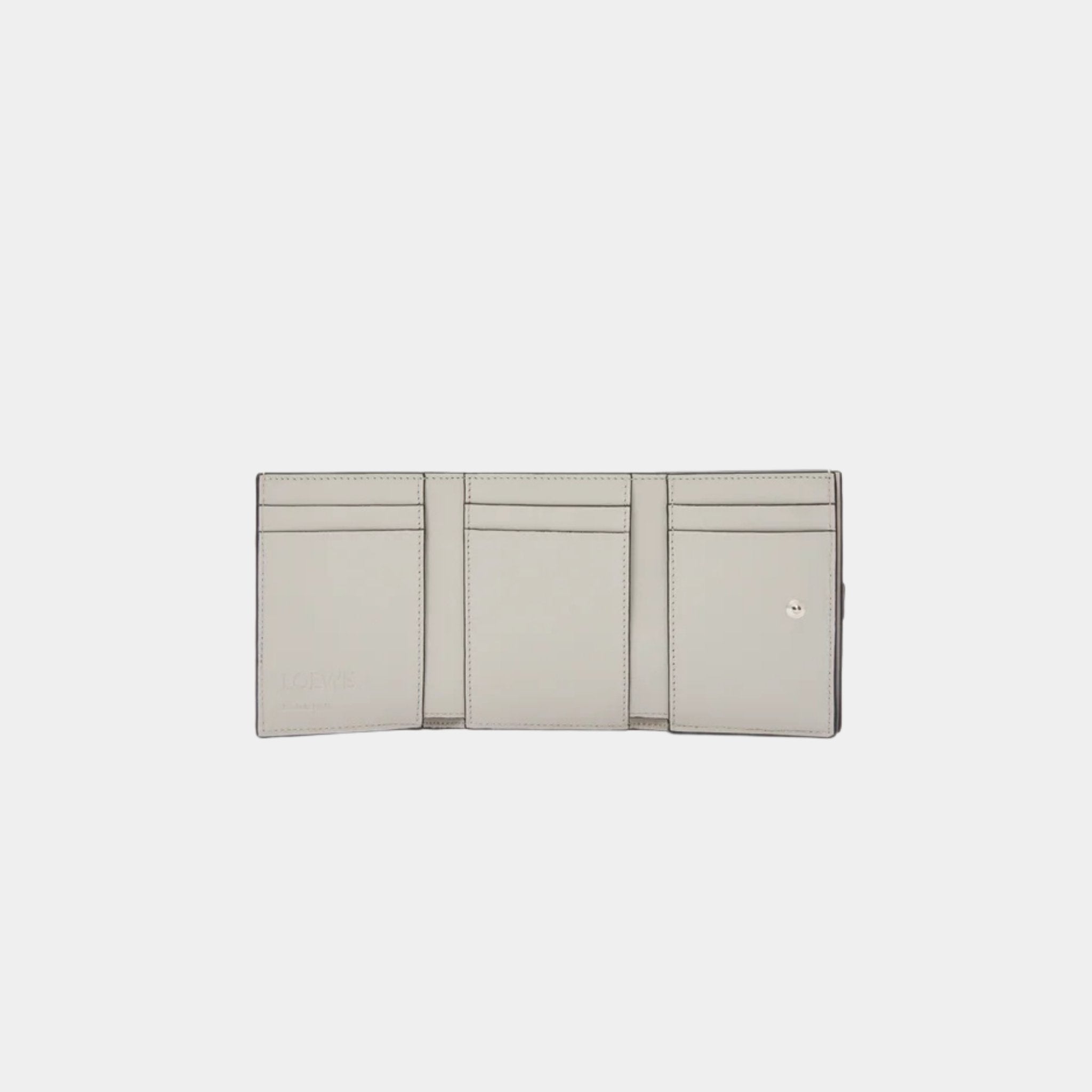 Loewe Trifold Wallet In Soft Grained Calfskin, Talc, Open