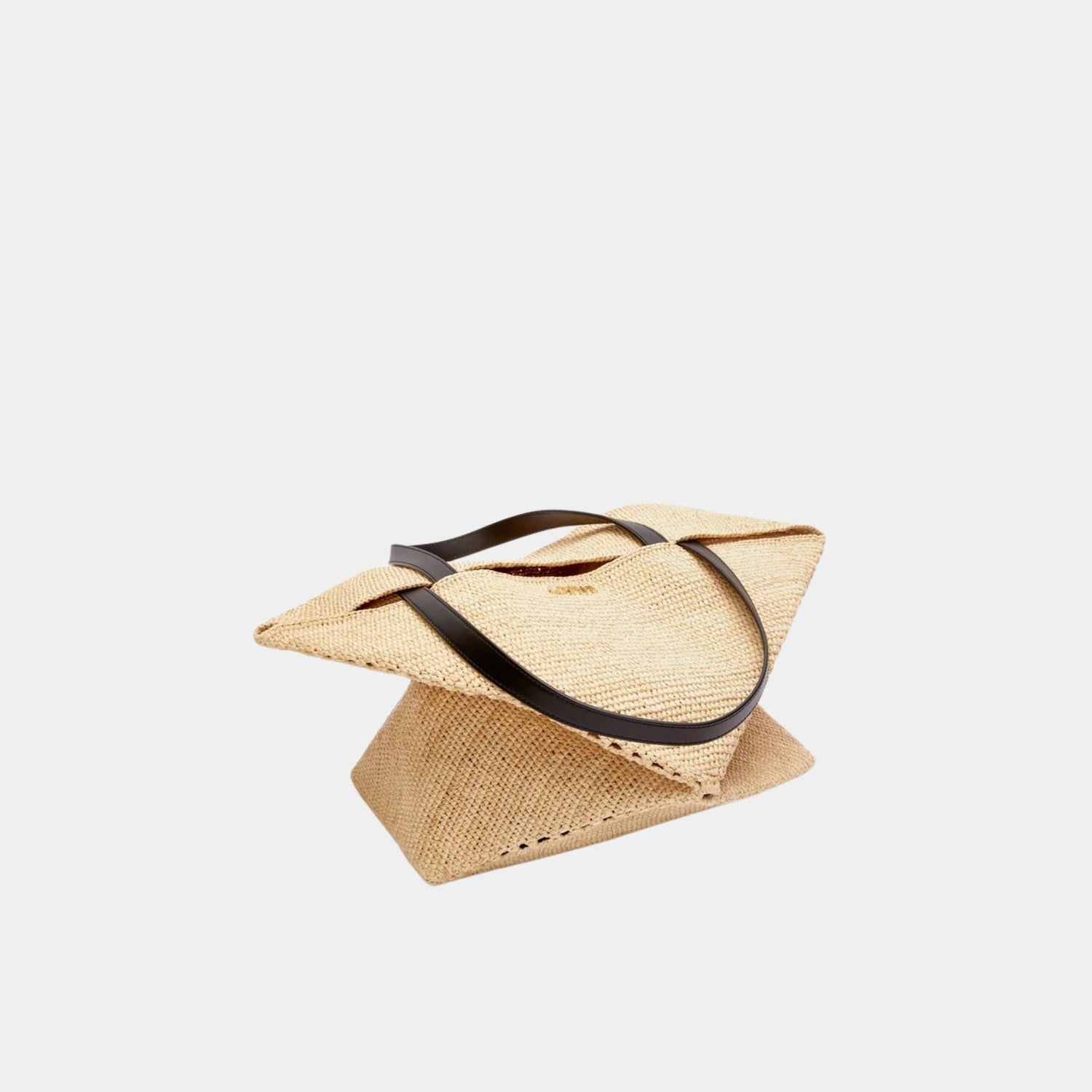 Loewe XL Puzzle Fold Tote Bag Made of Raffia, Folded