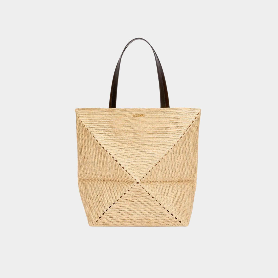 Loewe XL Puzzle Fold Tote Bag Made of Raffia, Front