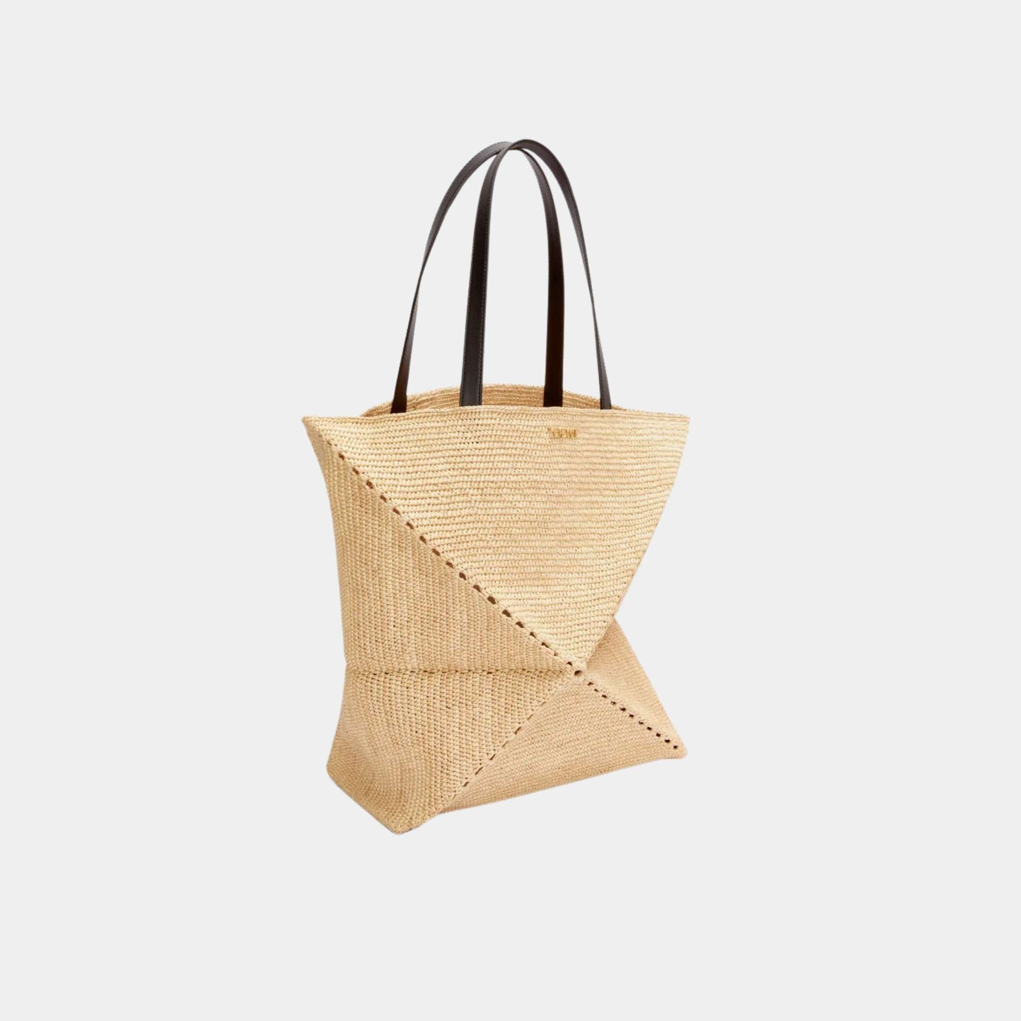 Loewe XL Puzzle Fold Tote Bag Made of Raffia, Side