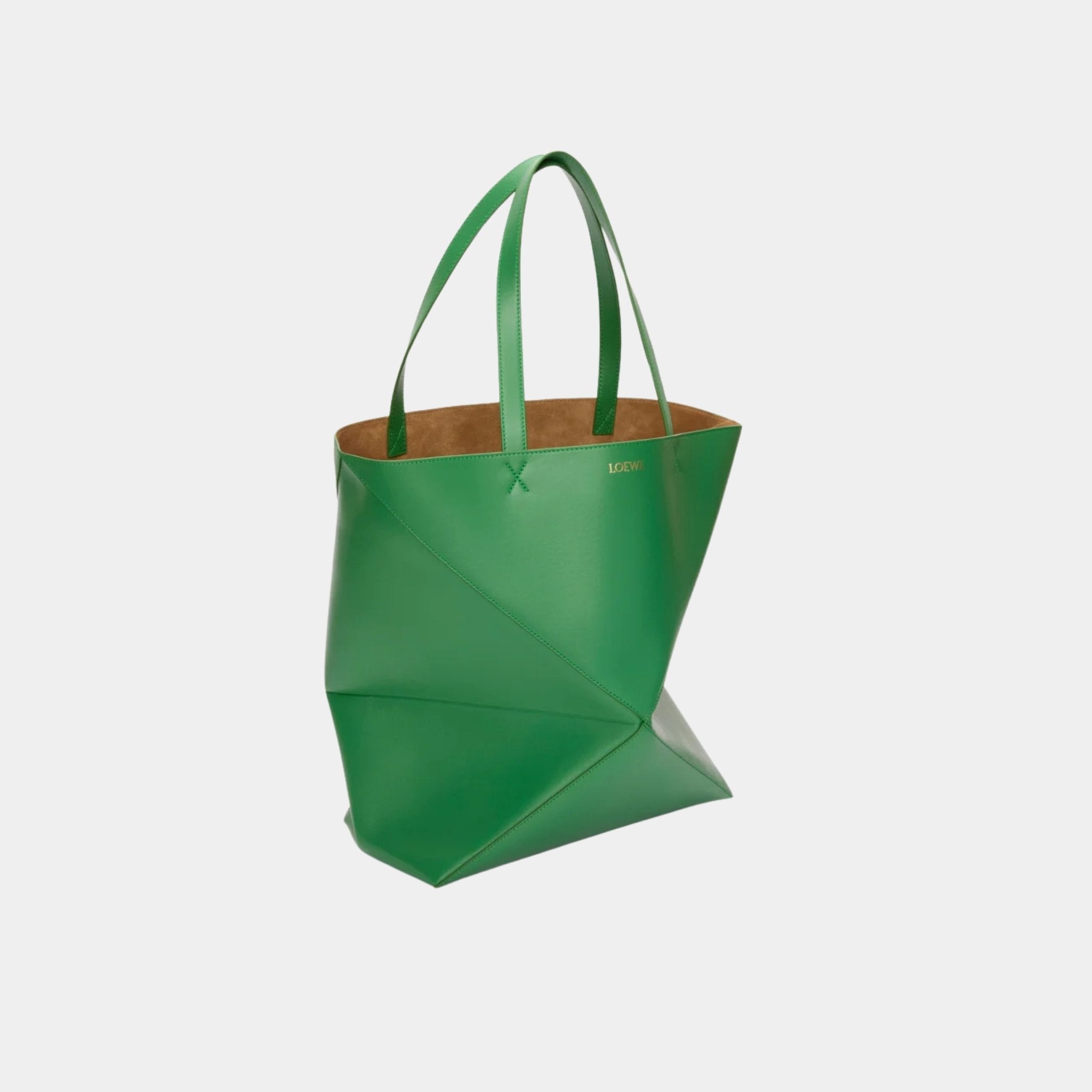 Loewe XL Puzzle Fold Tote Bag Shiny Calf Leather, Tropical Green, Side