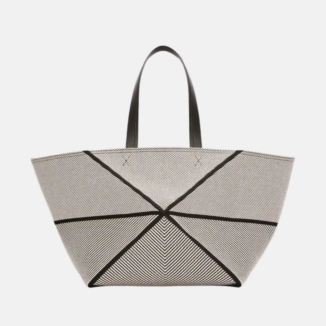 Loewe XXL Puzzle Fold Tote in Canvas Jacquard and Calfskin, Front
