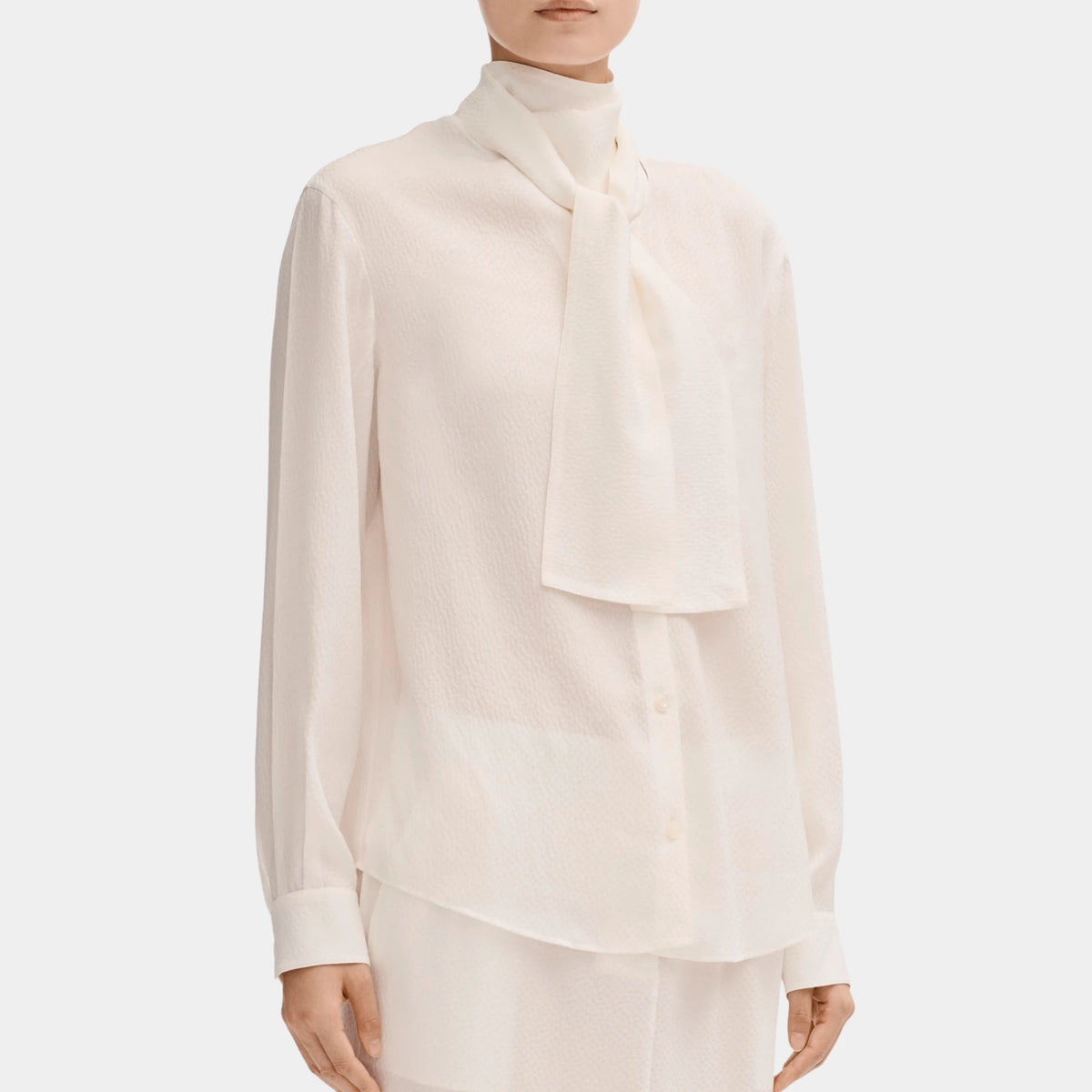 Long Sleeved Blouse in Silk Jacquard