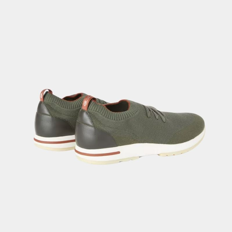 Loro Piana 360 Flexy Walk Sneaker Virgin Wool, ArmyGreen, BackView