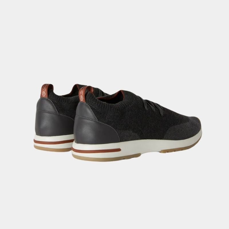 Loro Piana 360 Flexy Walk Sneaker Virgin Wool, AtmosphericCaviar, BackView