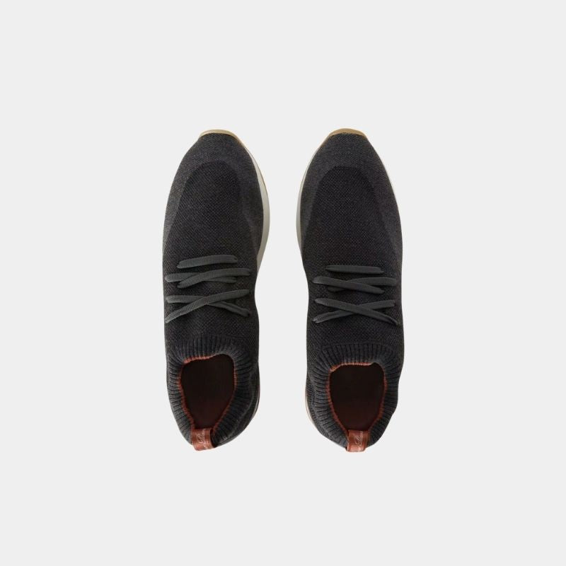 Loro Piana 360 Flexy Walk Sneaker Virgin Wool, AtmosphericCaviar, FullView