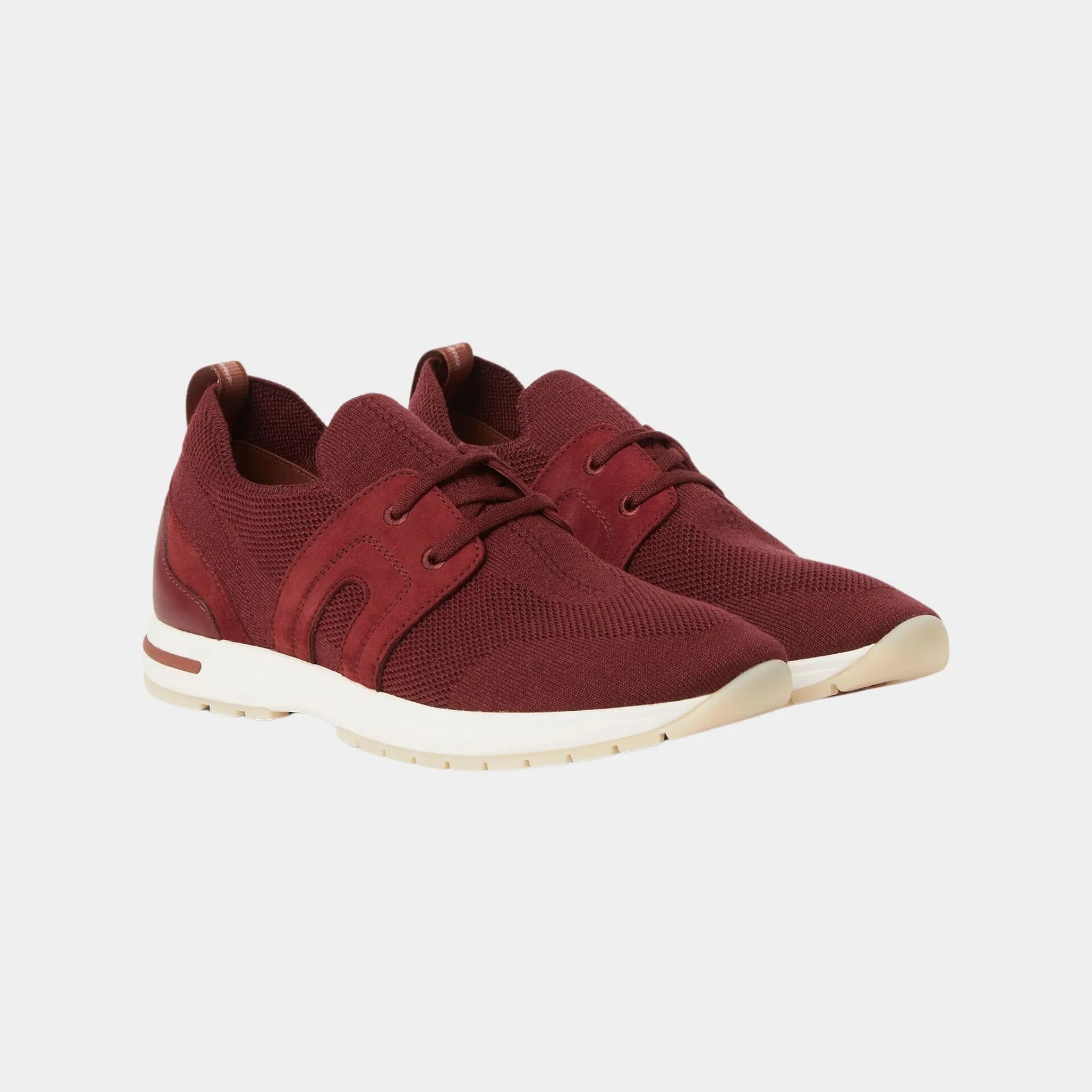 Loro Piana 360 LP Lady Flexy Walk Sneaker in Virgin Wool, Garnet Wine, Front