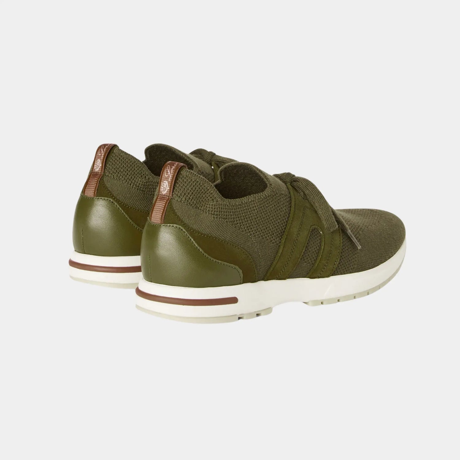 Loro Piana 360 LP Lady Flexy Walk Sneaker in Virgin Wool, Tundra Green, Back