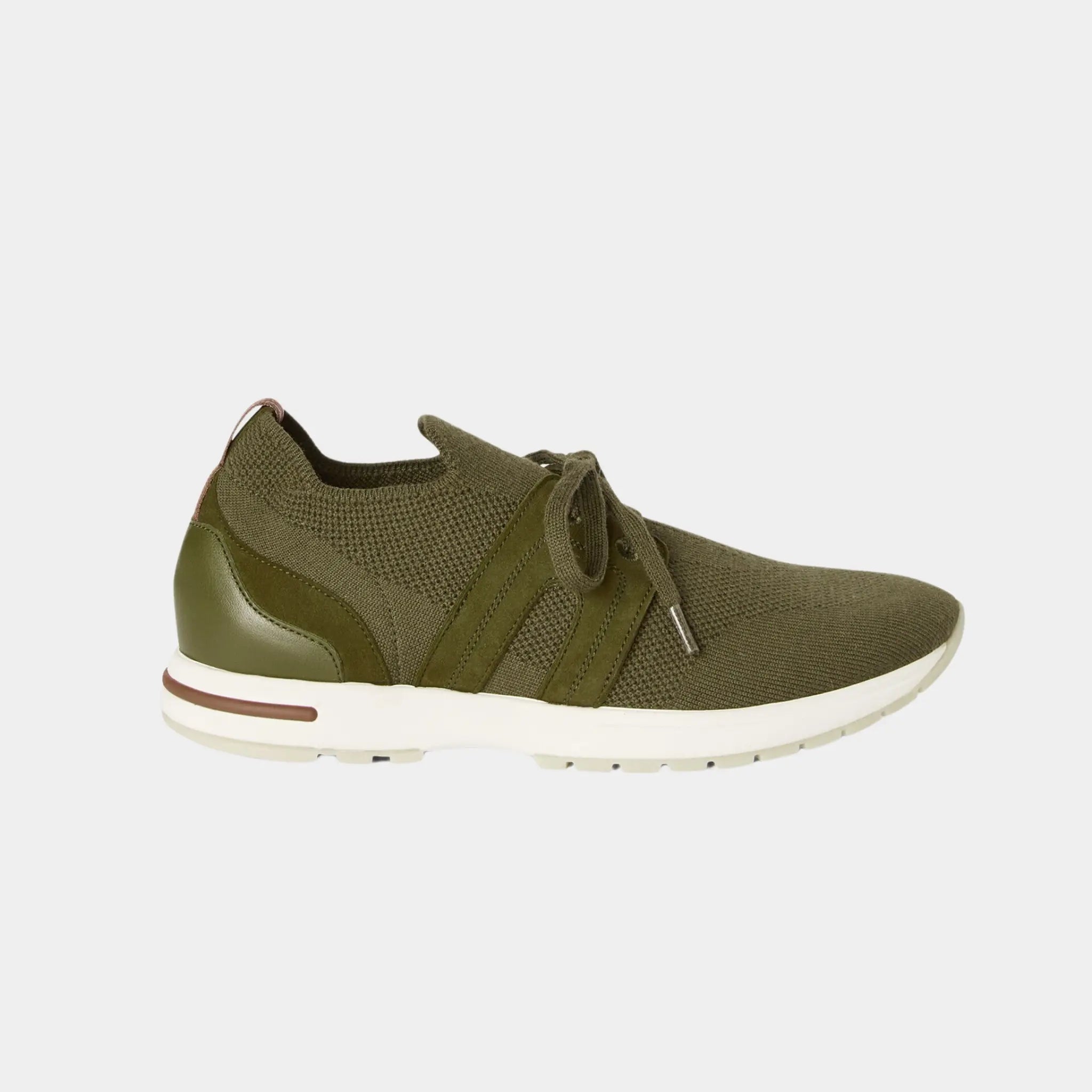 Loro Piana 360 LP Lady Flexy Walk Sneaker in Virgin Wool, Tundra Green, Side