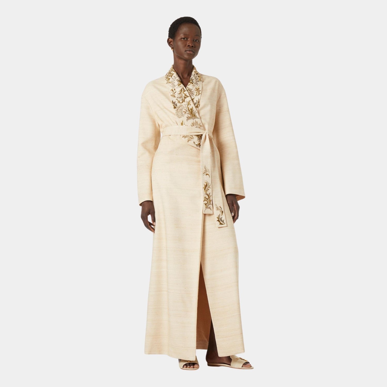 Loro Piana Anderson Coat Silk, Birch Bark, Model