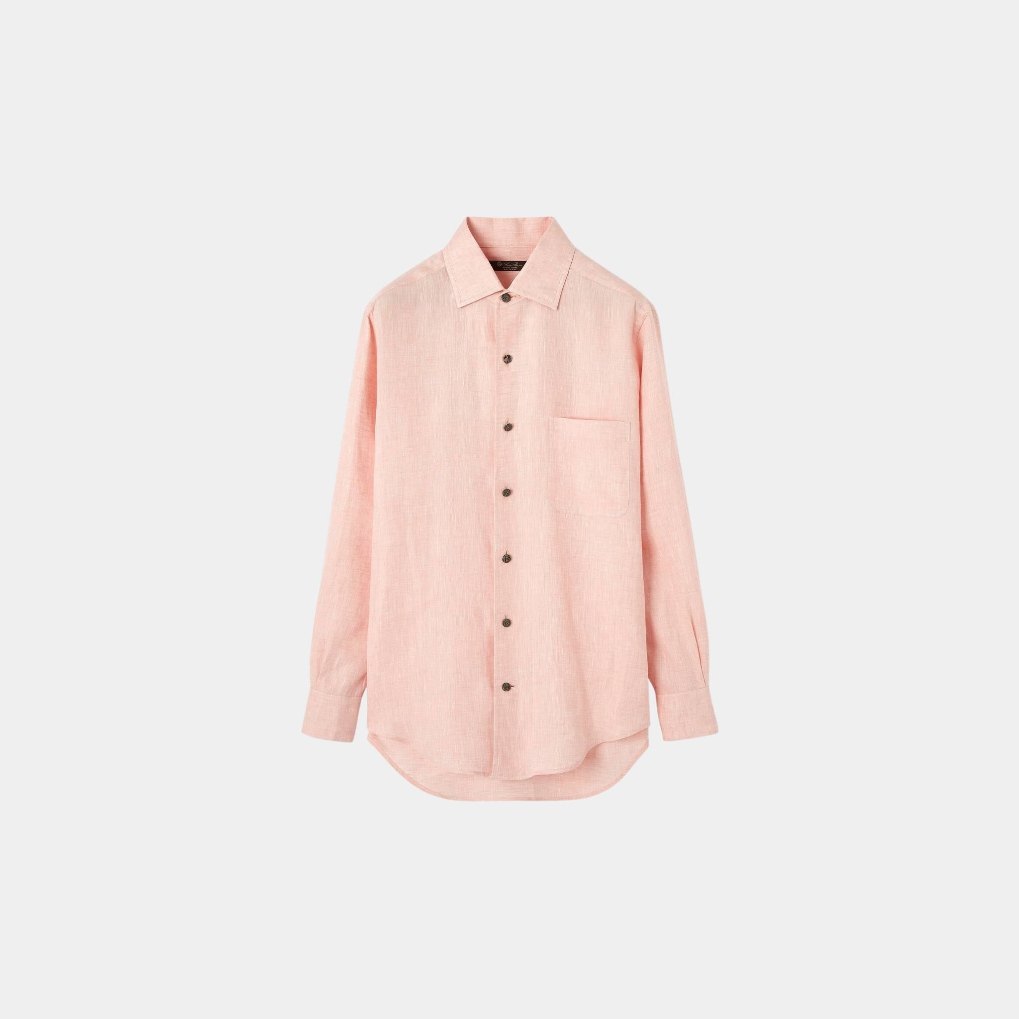 Loro Piana André Shirt Linen, Peach Candle, Front