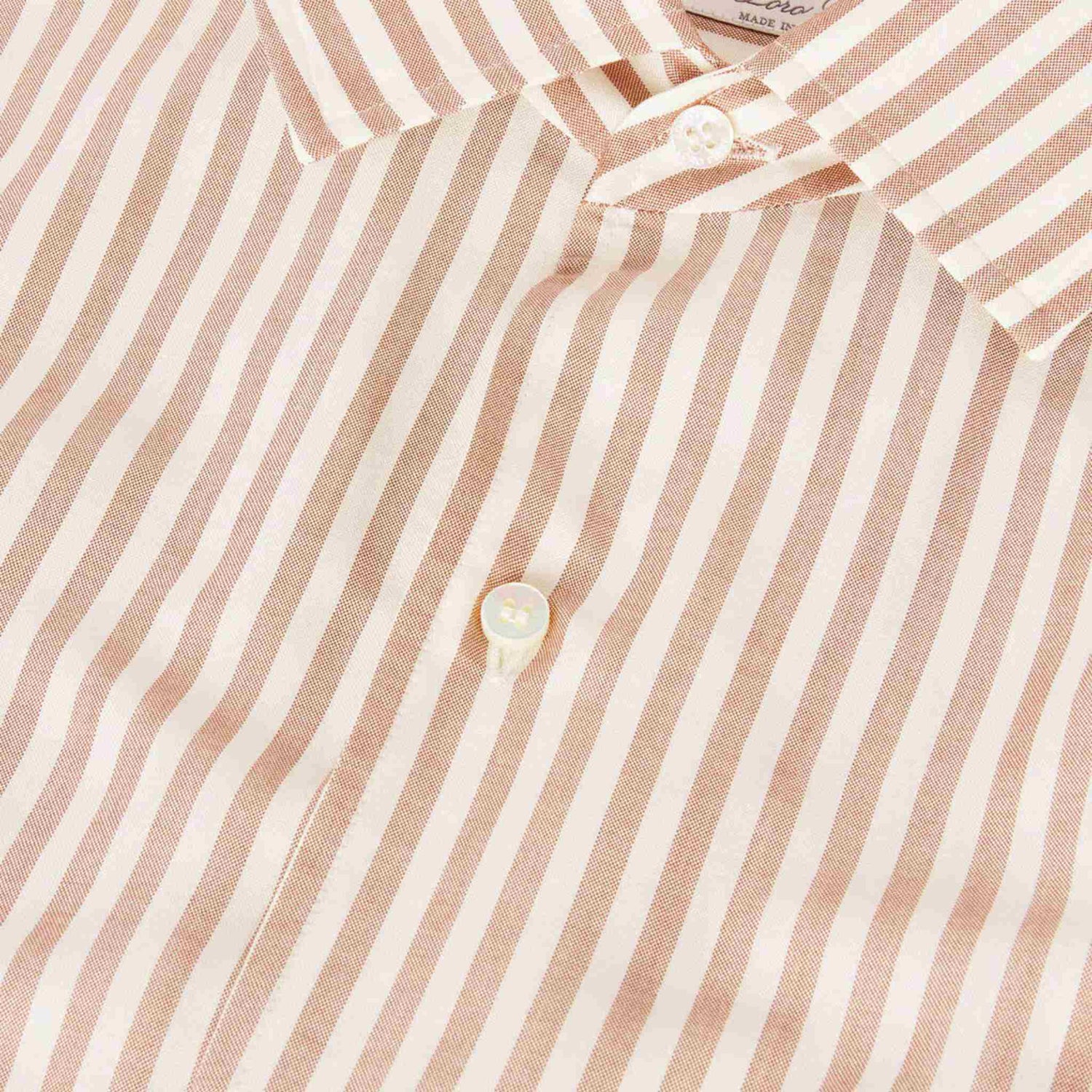 Loro Piana André Shirt Silk Washed Hazel Stripes, Closeup