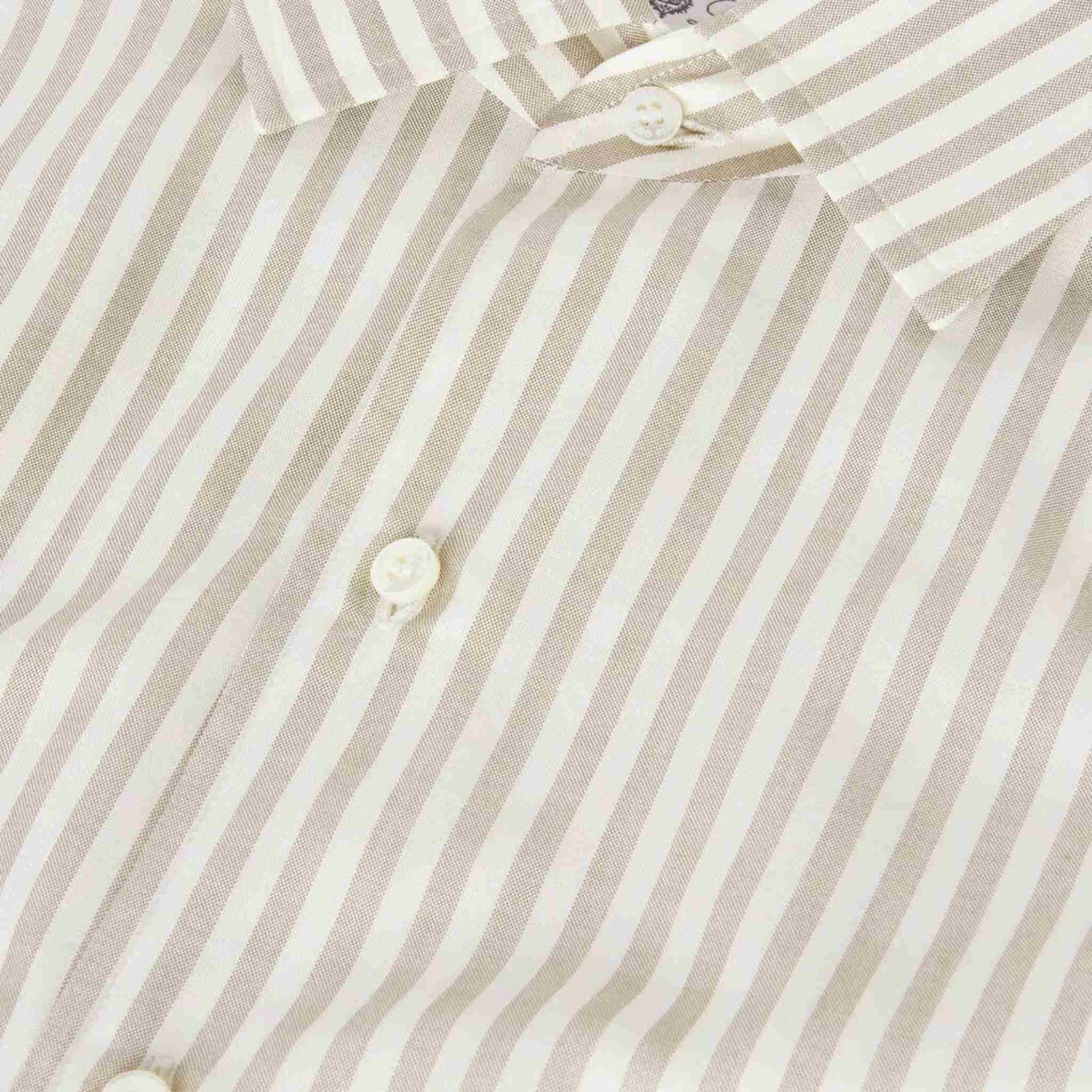 Loro Piana André Shirt Silk Washed Taupe Stripes, closeup