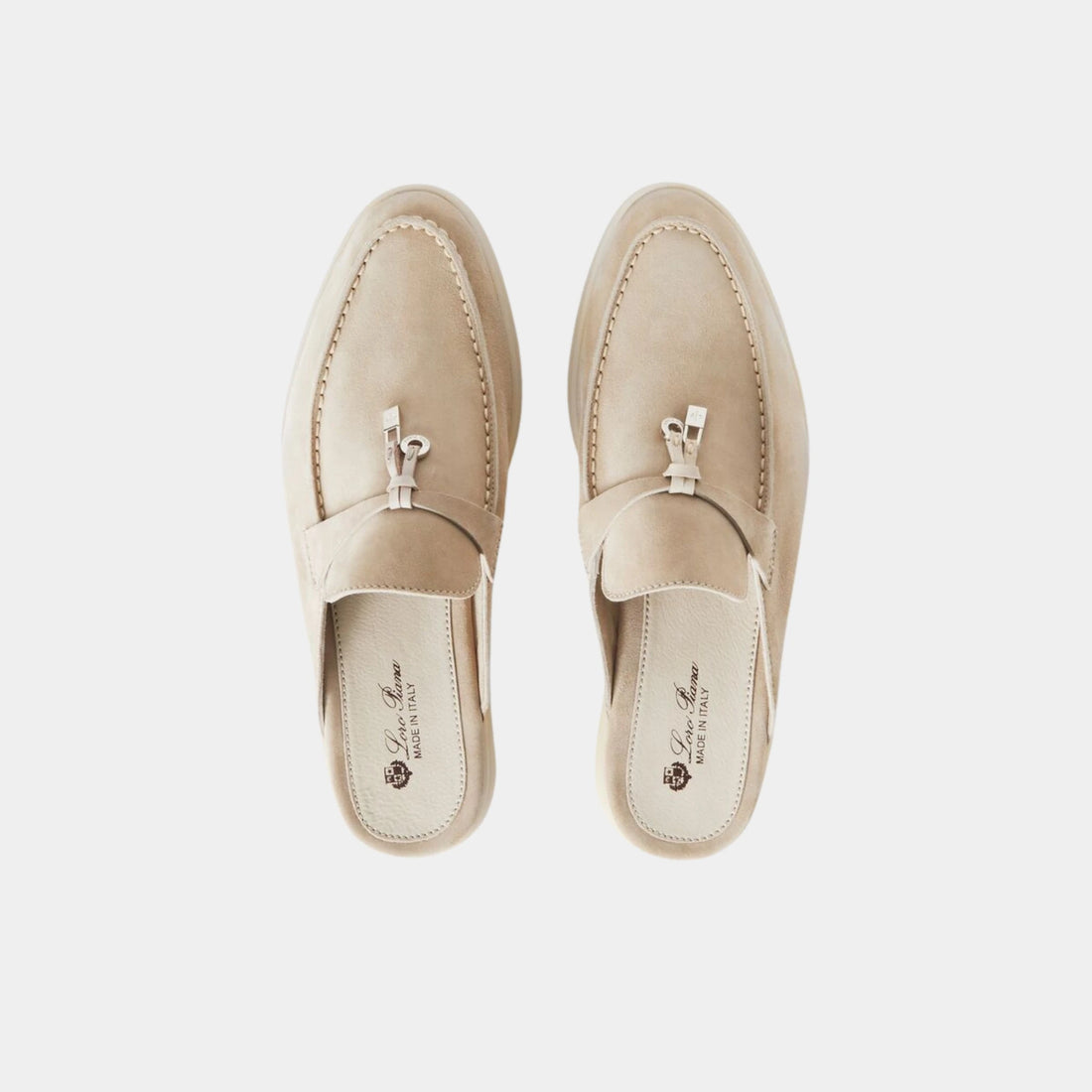 لوفر Babouche Charms Walk من Loro Piana، شمواه، كتان، من الأعلى