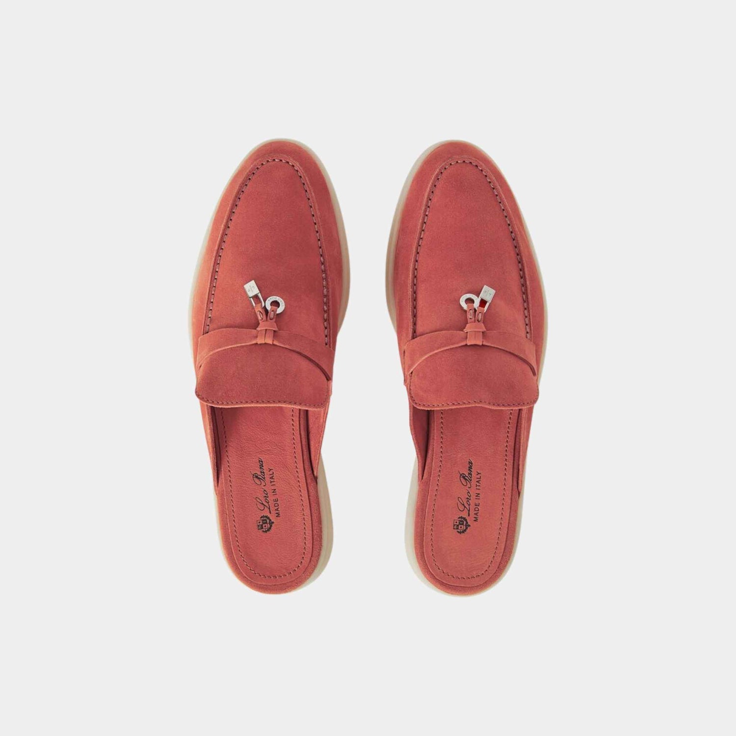 Loro Piana Babouche Charms Walk Loafers Suede, Orange Flame, Top
