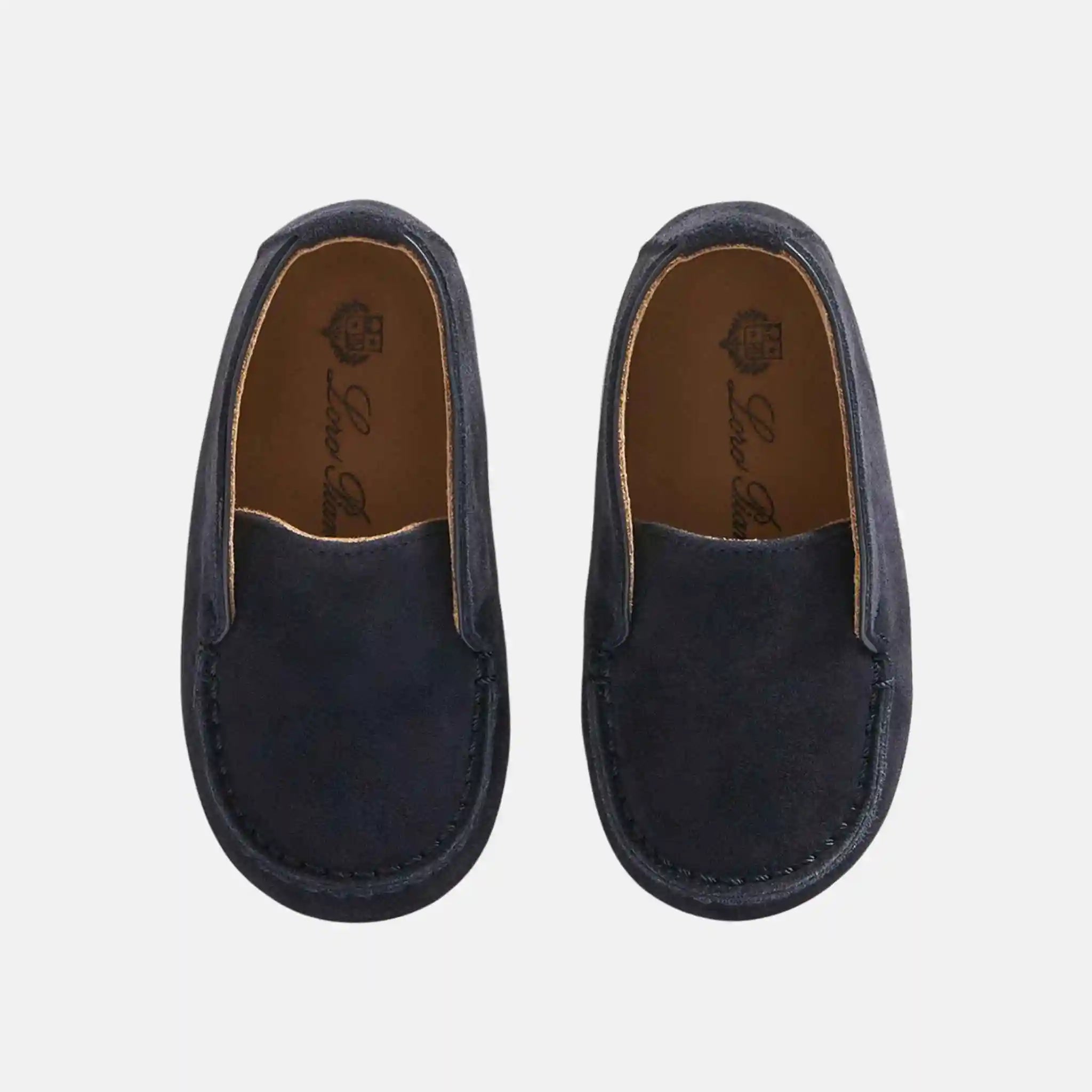 Loro Piana Baby Open Walk Ankle Boot in Suede, Navy Blue, Top