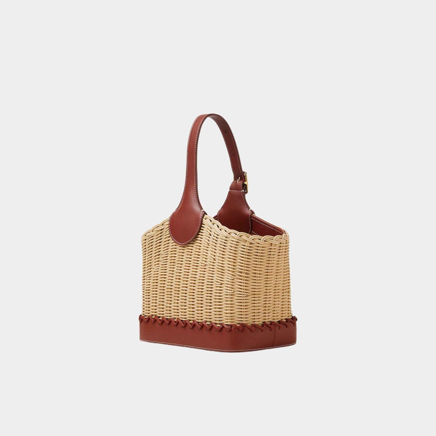 Loro Piana Bobbin Bucket Bag Wicker, Deep Kummel, Back
