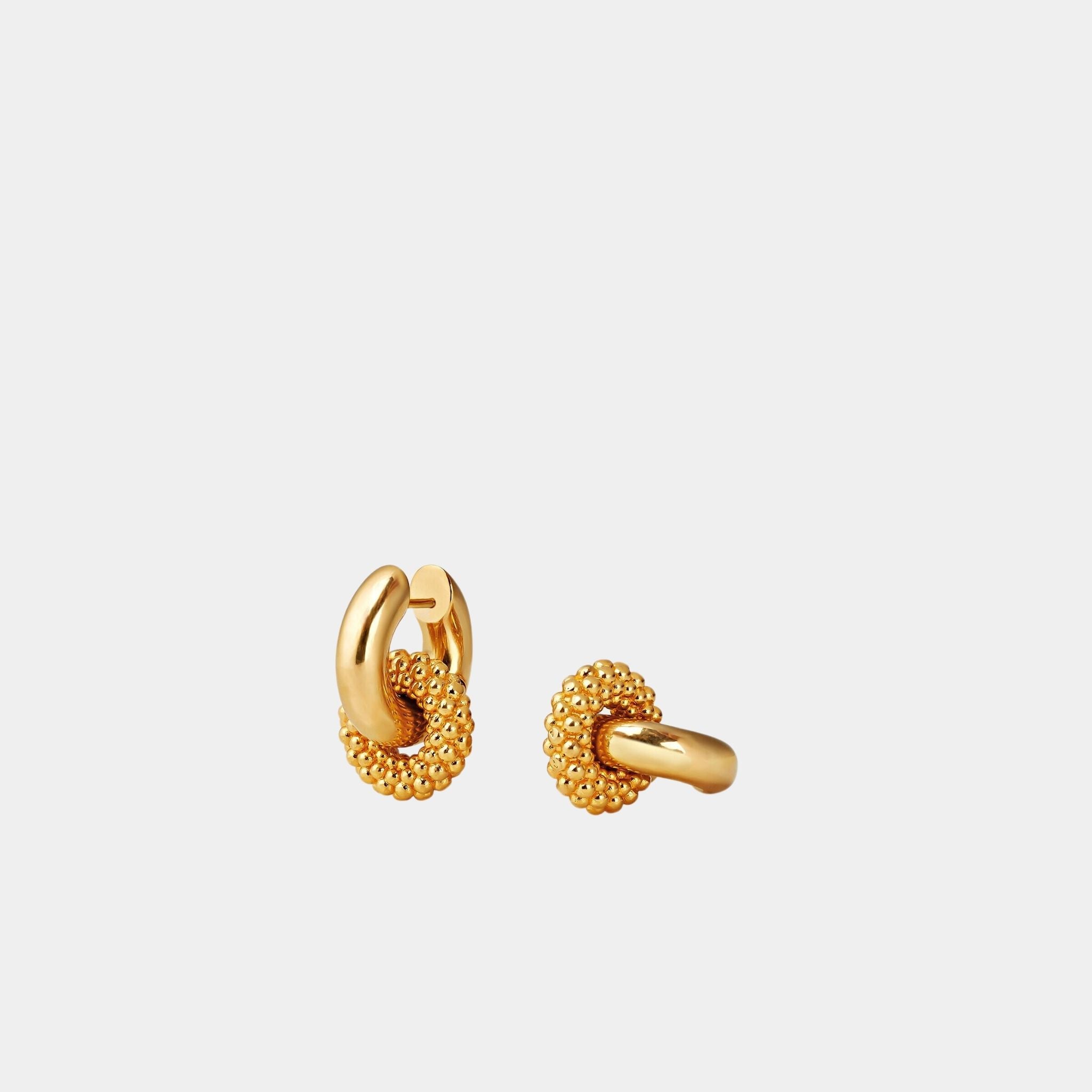 Loro Piana Bubble Double Hoop Earrings Brass, Soft Gold, Front